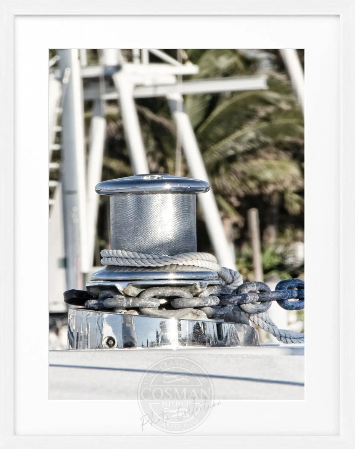 Schwarz-weiß Poster mit Rahmen, Florida Key West Boot Motiv, von Cosman-Photocollection, 25x31 cm