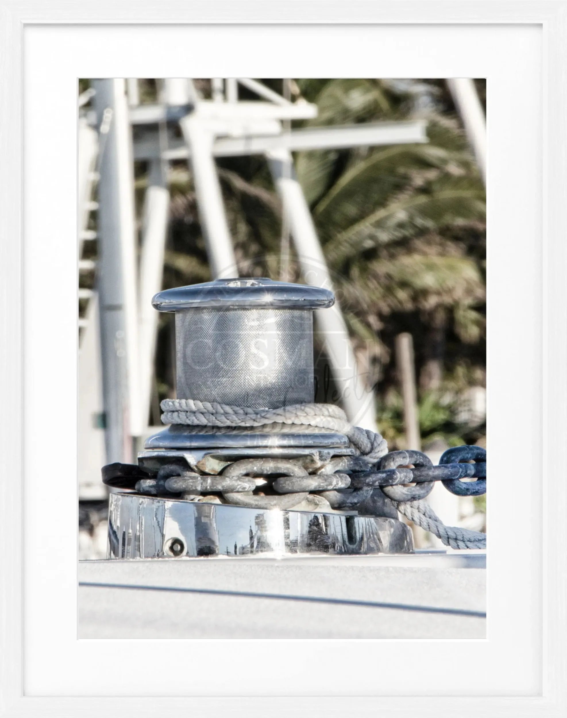 Schwarz-weiß Poster mit Rahmen, Florida Key West Boot Motiv, von Cosman-Photocollection, 25x31 cm