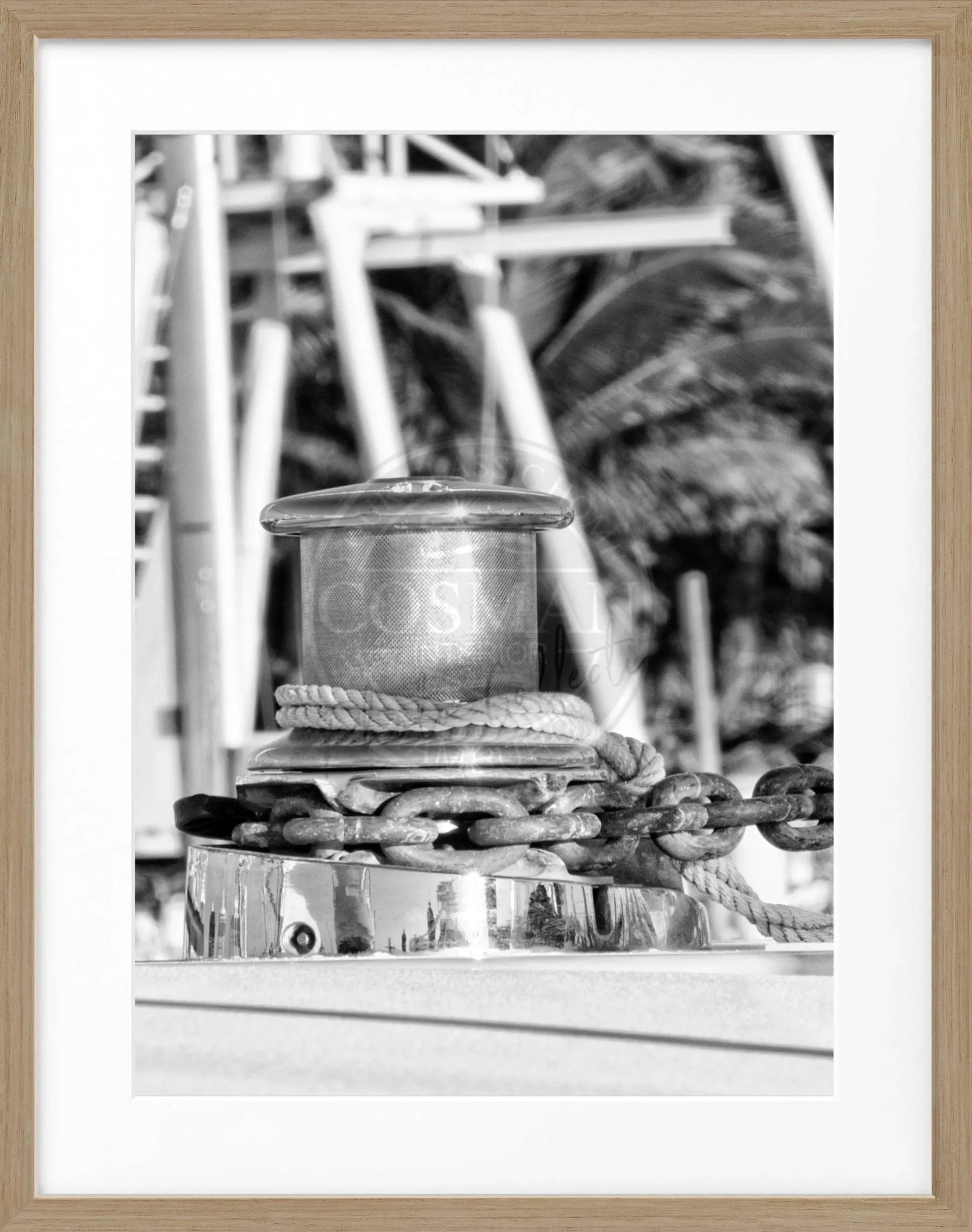 Schwarz-weiß Poster mit Rahmen, Florida Key West Boot-Motiv, von Cosman-Photocollection, 25x31 cm, dekoratives Meeresbild