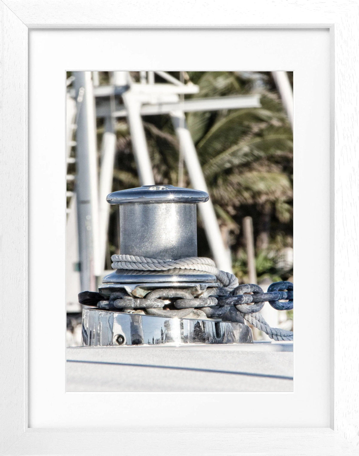 Schwarz-weiß Poster mit Rahmen von Cosman-Photocollection, Florida Key West Boot, 25x31cm, Wandbild, dekoratives Meeresmotiv