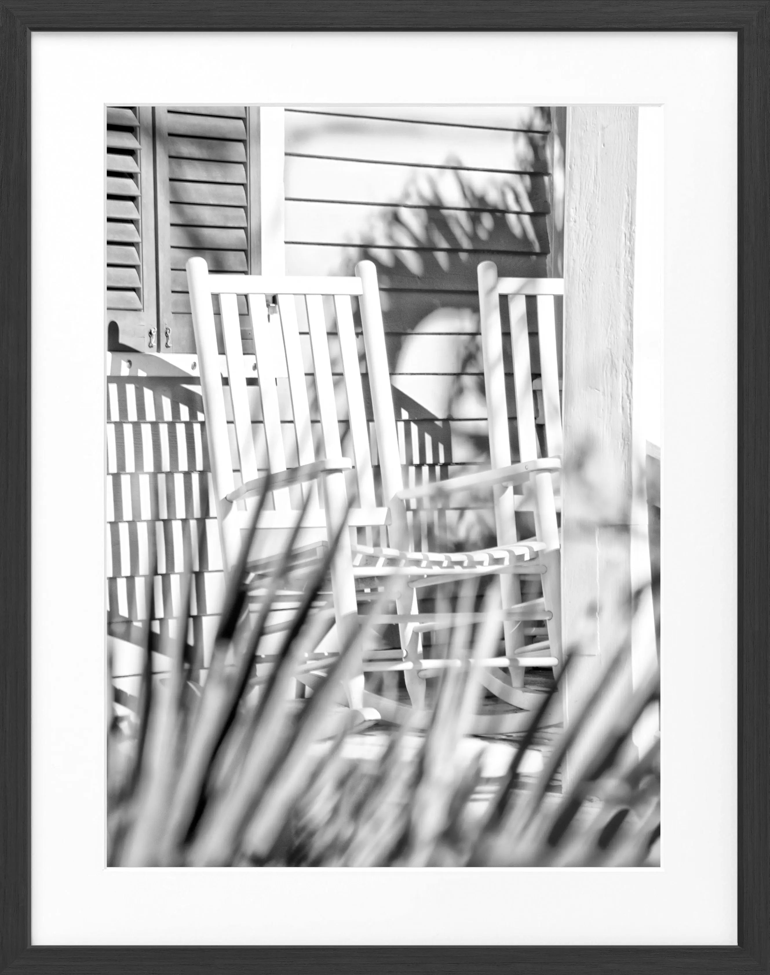 Schwarz-weiß Poster mit Rahmen, Florida Key West ’Deckchair’ von Cosman-Photocollection, 25x31 cm, dekoratives Wandbild