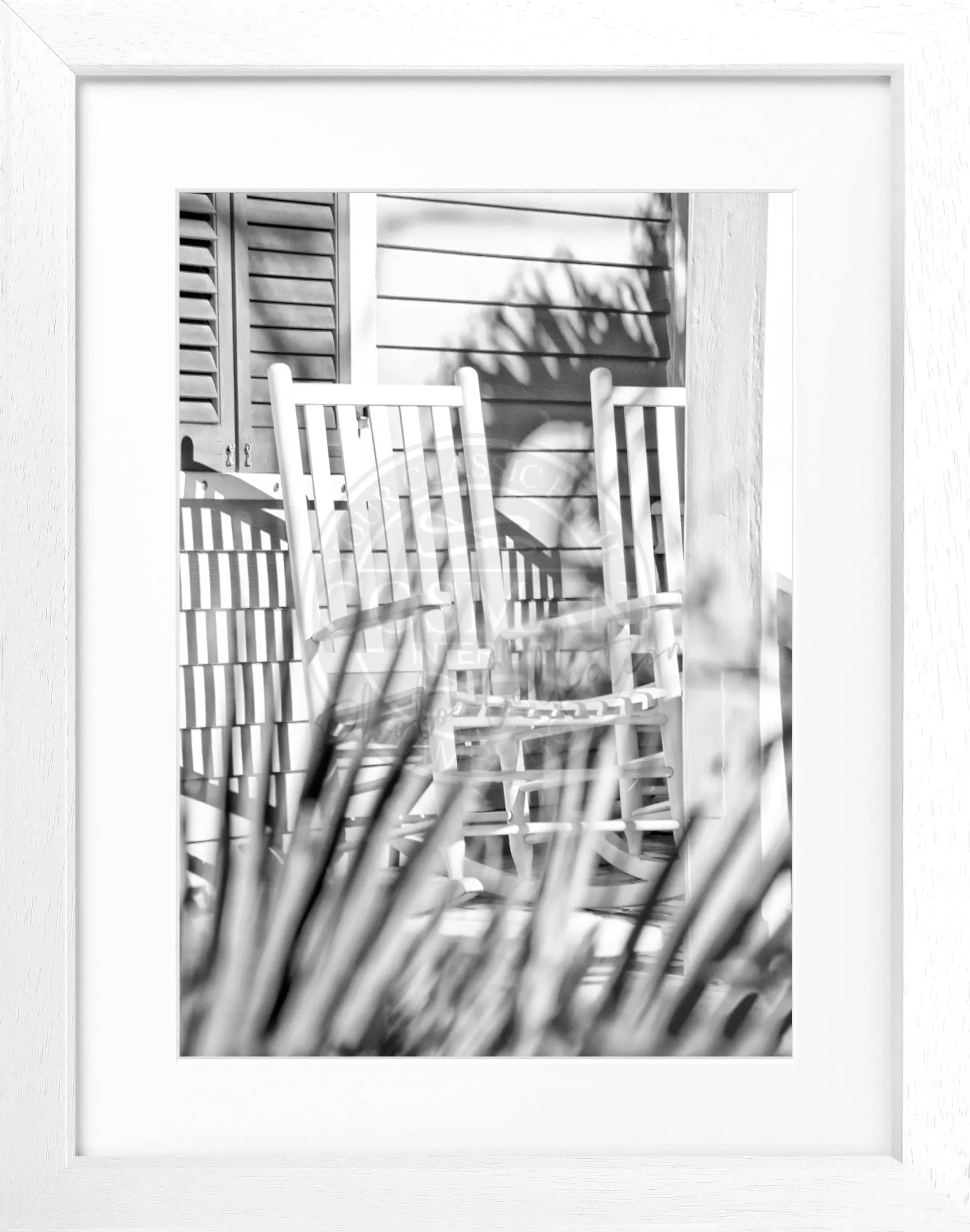 Schwarz-weiß Poster mit Rahmen, Florida Key West ’Deckchair’ von Cosman-Photocollection, 25x31 cm, Strandmotiv