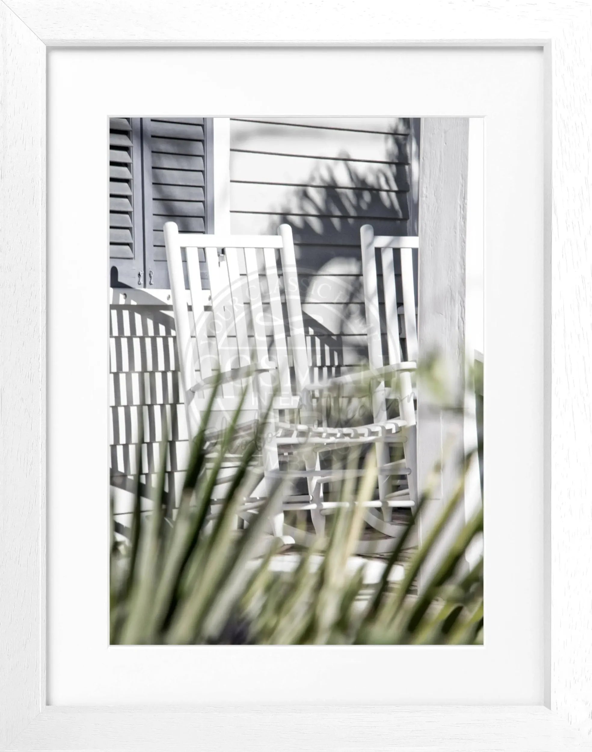 Schwarz-weiß Poster mit Rahmen, Florida Key West ’Deckchair’, Cosman-Photocollection, 25x31 cm, entspannte Strandatmosphäre