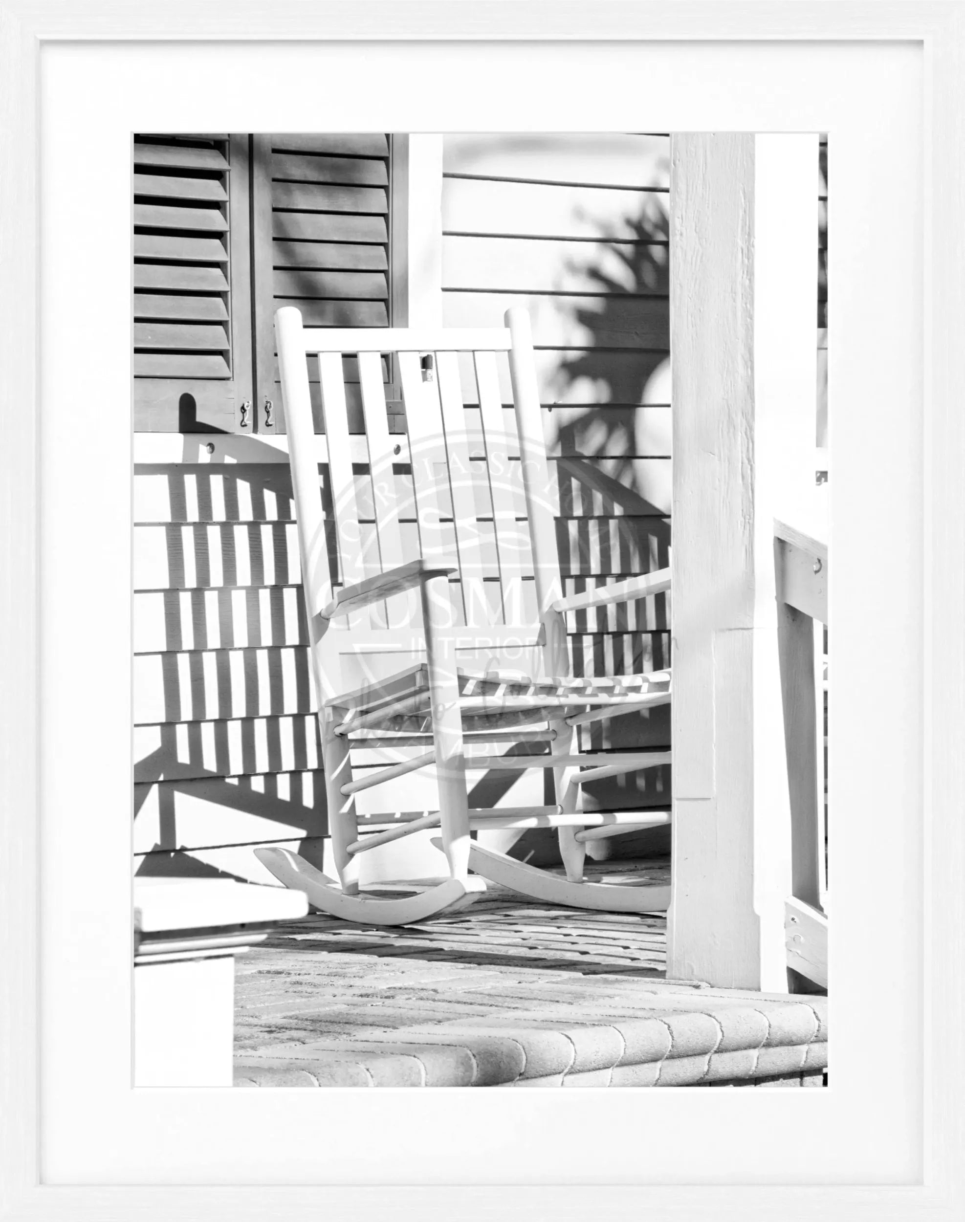 Schwarz-weiß Poster Florida Key West mit Deckchair, Rahmen, 25x31 cm, von Cosman-Photocollection, Wanddekoration