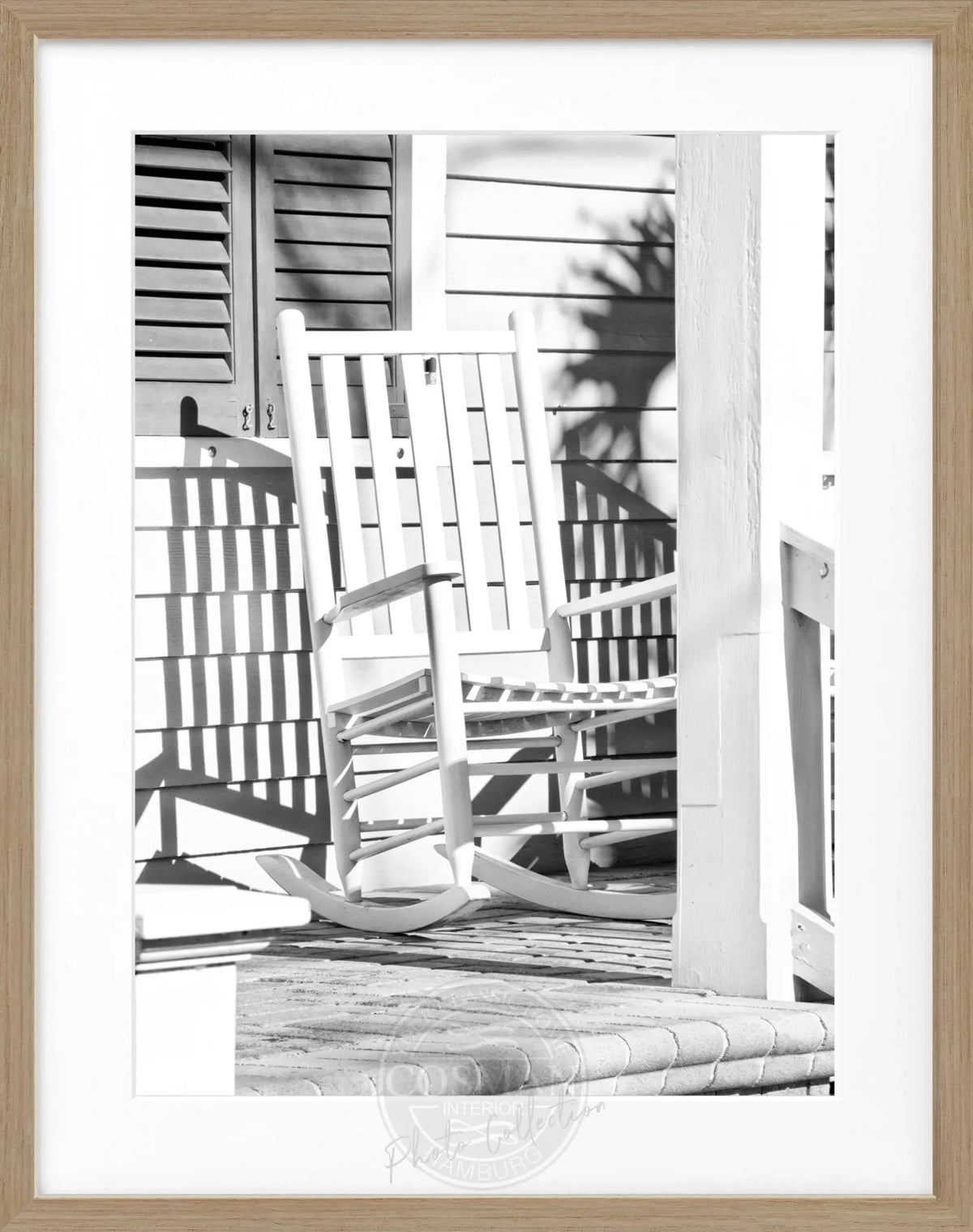Schwarz-weiß Poster mit Rahmen, Florida Key West mit Deckchair, Cosman-Photocollection, 25x31 cm, Wanddekoration für Urlaubsstimmung