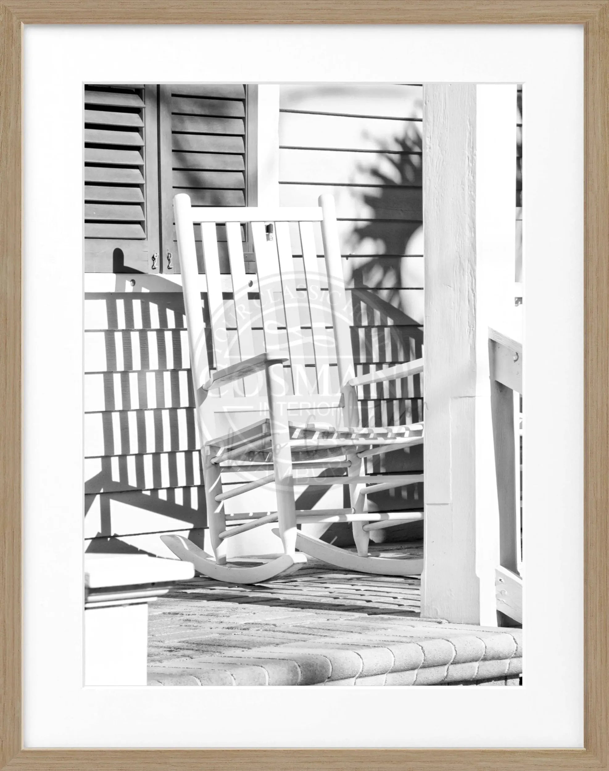 Schwarz-weiß Poster mit Rahmen, Florida Key West mit Deckchair, Cosman-Photocollection, 25x31 cm, Wanddekoration für Urlaubsstimmung
