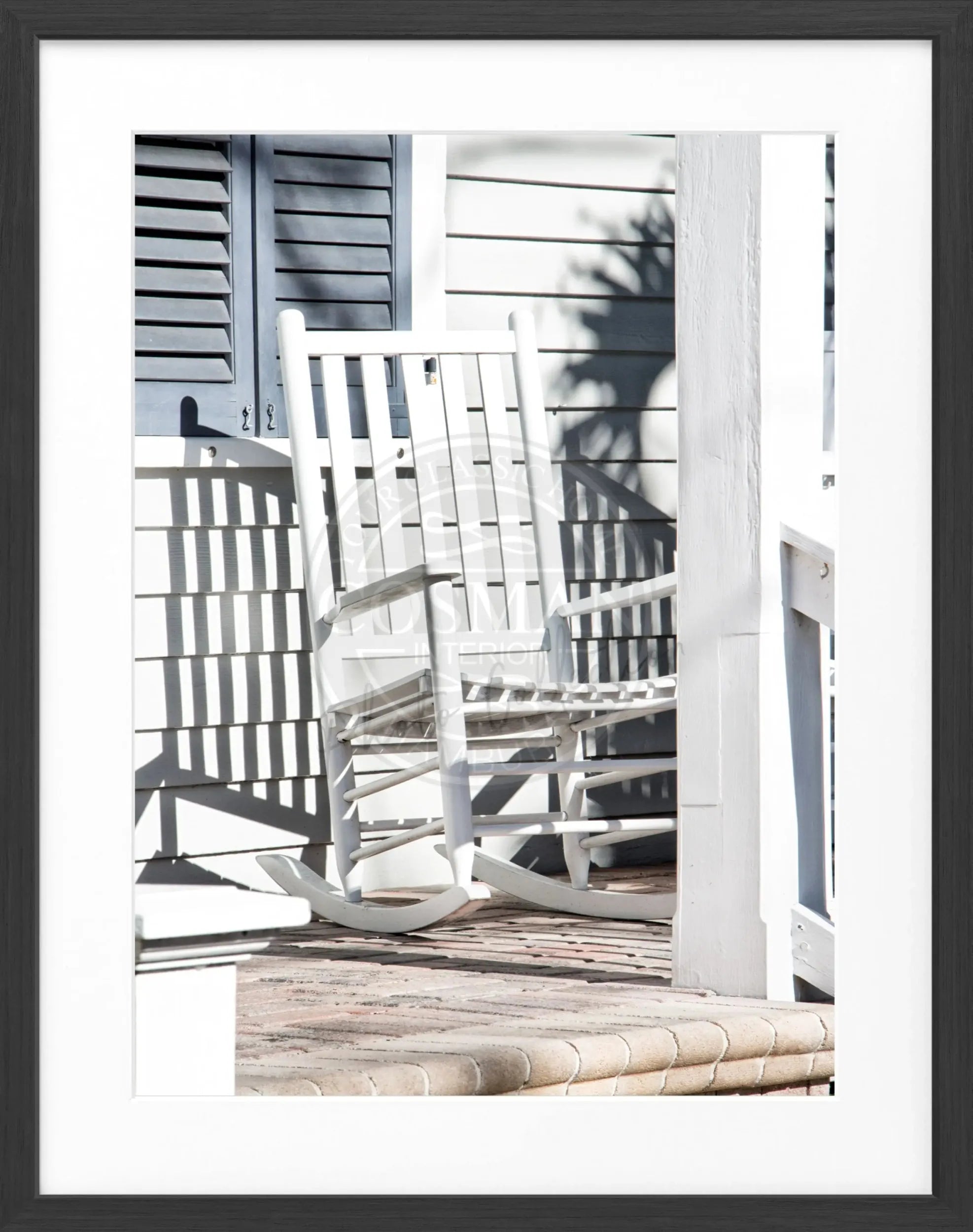 Schwarz-weiß Poster mit Rahmen, Florida Key West „Deckchair“ von Cosman-Photocollection, 25x31cm, maritimes Motiv