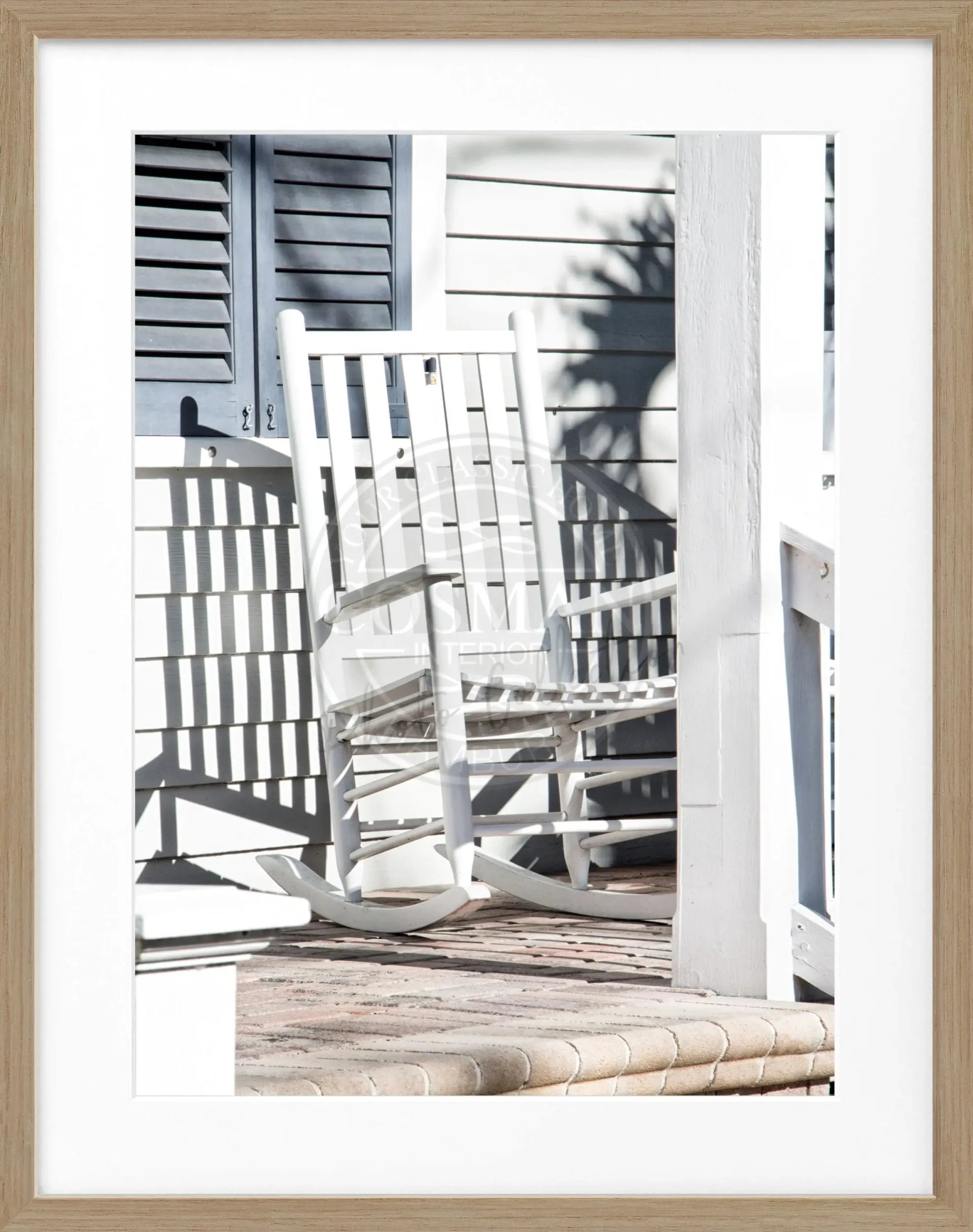 Schwarz-weiß Poster mit Rahmen, Florida Key West „Deckchair“ von Cosman-Photocollection, 25x31 cm, maritimes Motiv