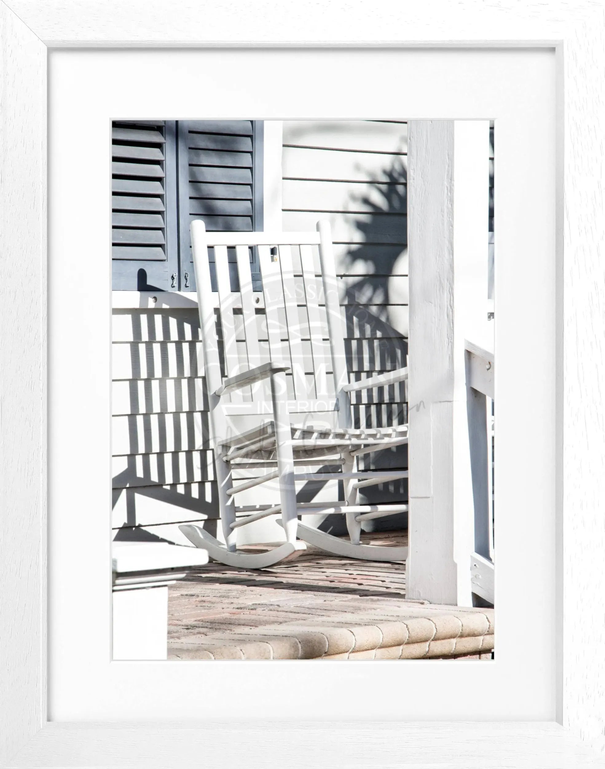 Schwarz-weiß Poster mit Rahmen, Florida Key West Deckchair Motiv, 25x31cm, von Cosman-Photocollection