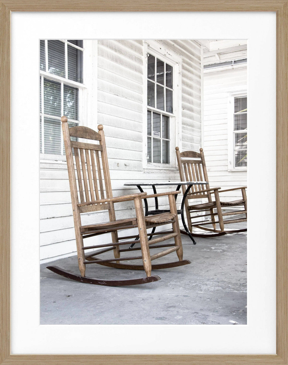 Schwarz-weiß Poster mit Rahmen, Florida Key West ’Deckchair’ Motiv, von Cosman-Photocollection, 25x31cm.