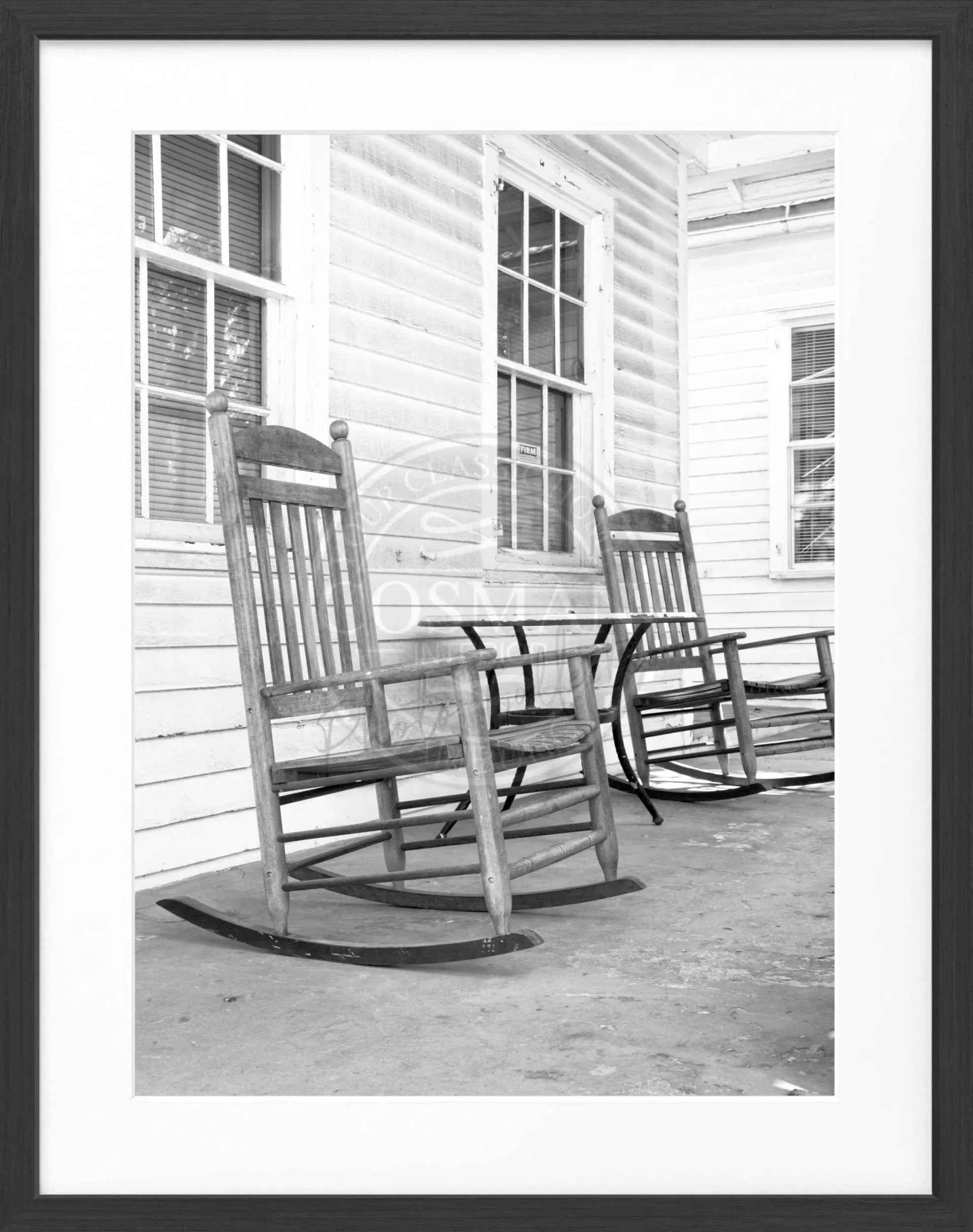 Schwarz-weiß Poster mit Rahmen von Cosman-Photocollection, Florida Key West Deckchair Motiv, 25x31cm, Wanddekoration