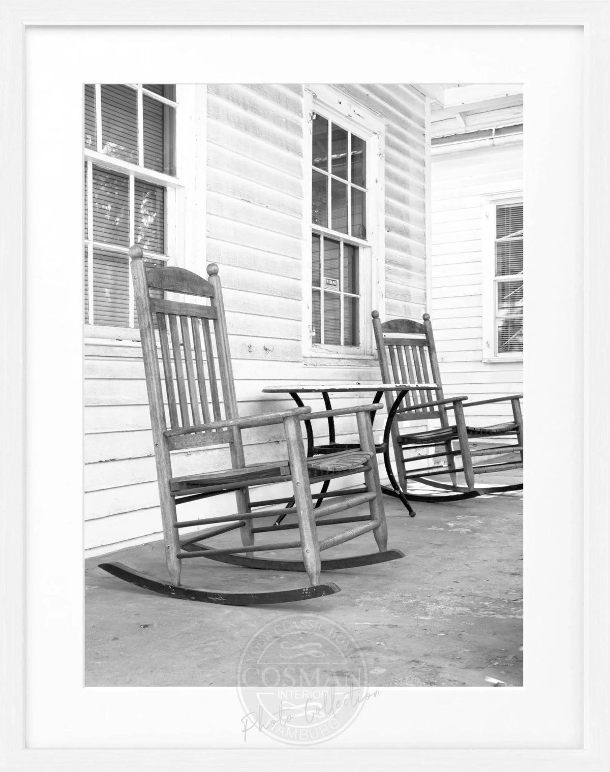 Schwarz-weiß Poster mit Rahmen, Florida Key West mit Liegestuhl, von Cosman-Photocollection, 25x31 cm, Wanddekoration