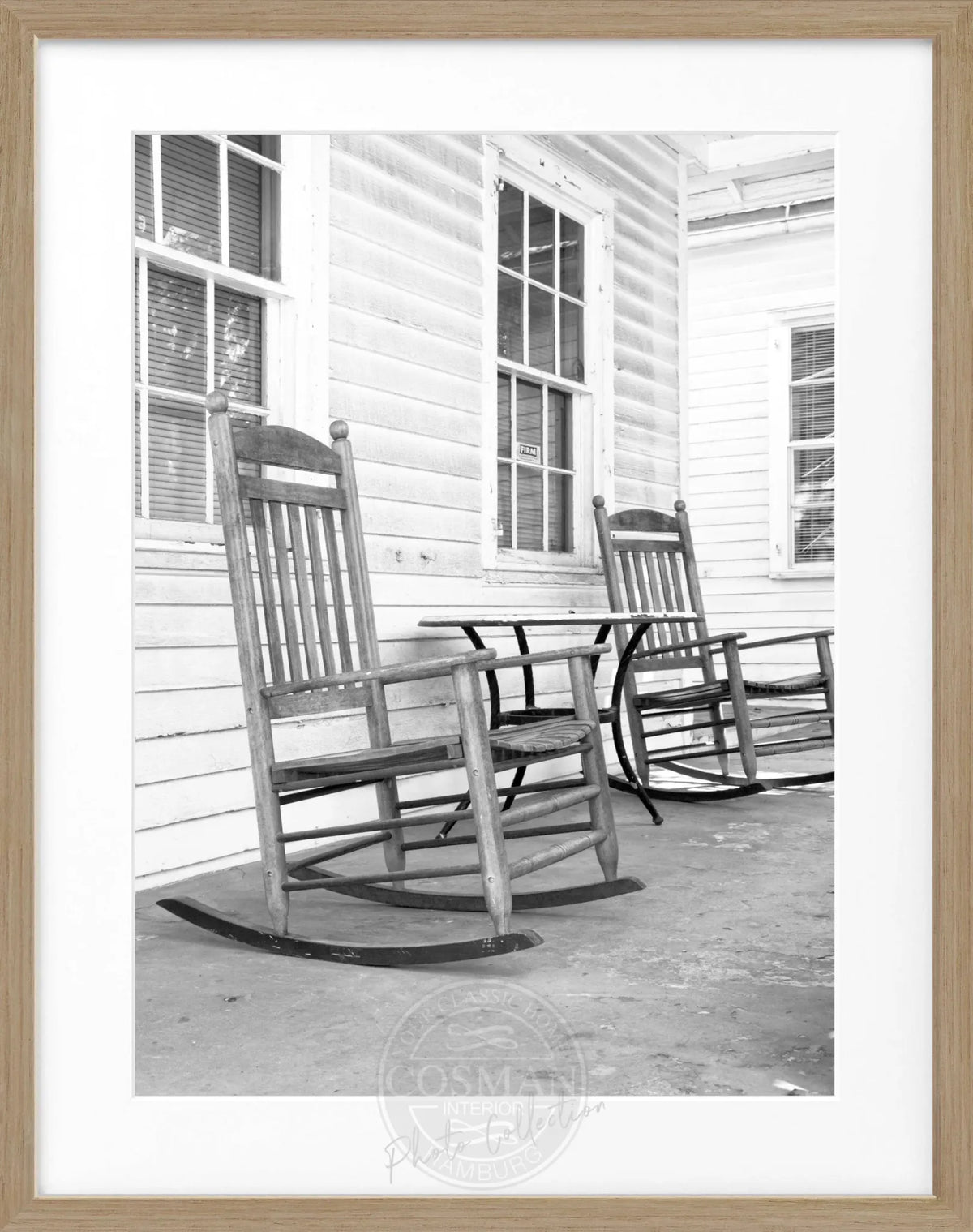 Schwarz-weiß Poster mit Rahmen, Florida Key West ’Deckchair’ Motiv, Cosman-Photocollection, 25x31 cm, Wanddekoration