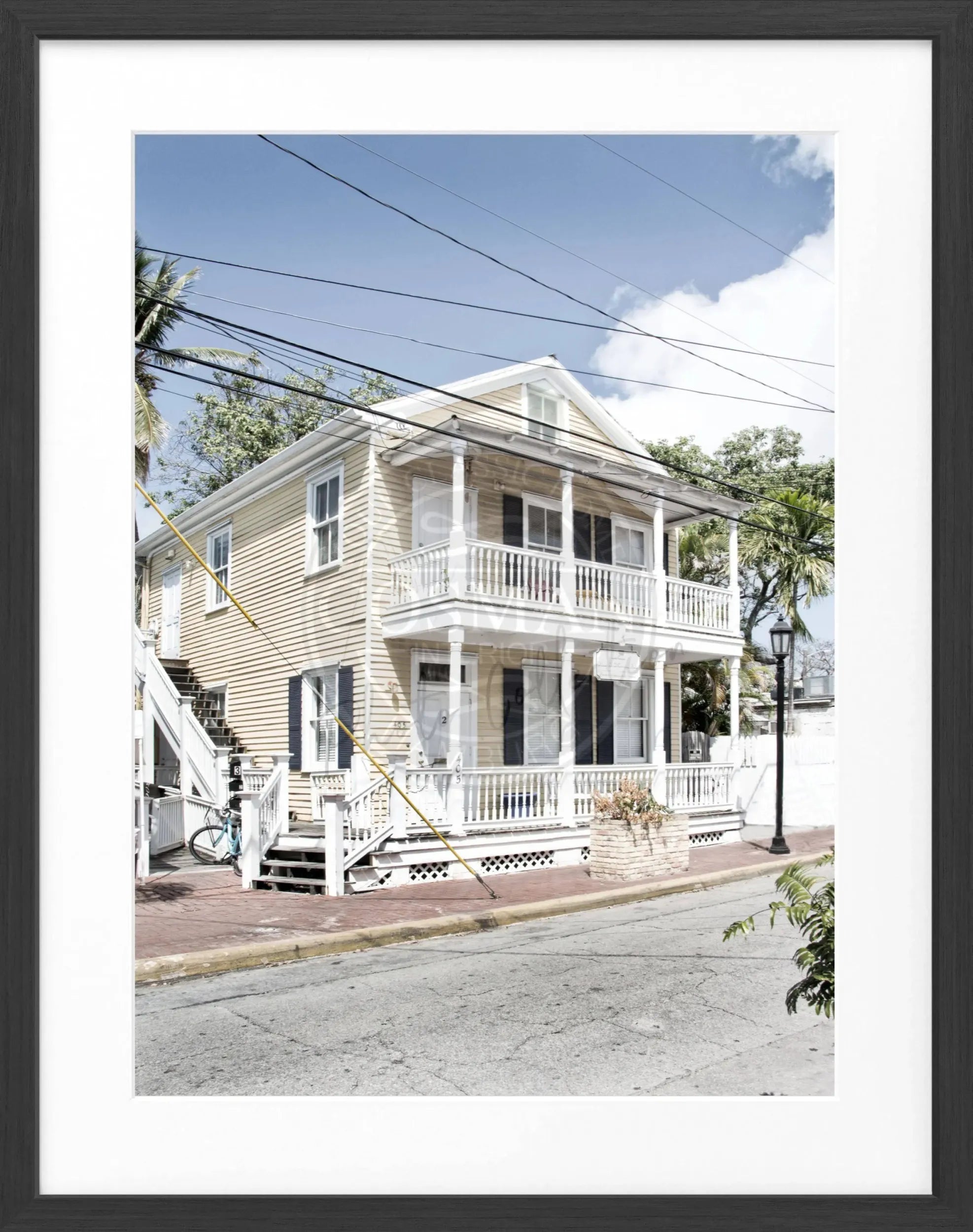 Schwarz-weiß Poster mit Rahmen, Florida Key West Motiv, von Cosman-Photocollection, 25x31 cm