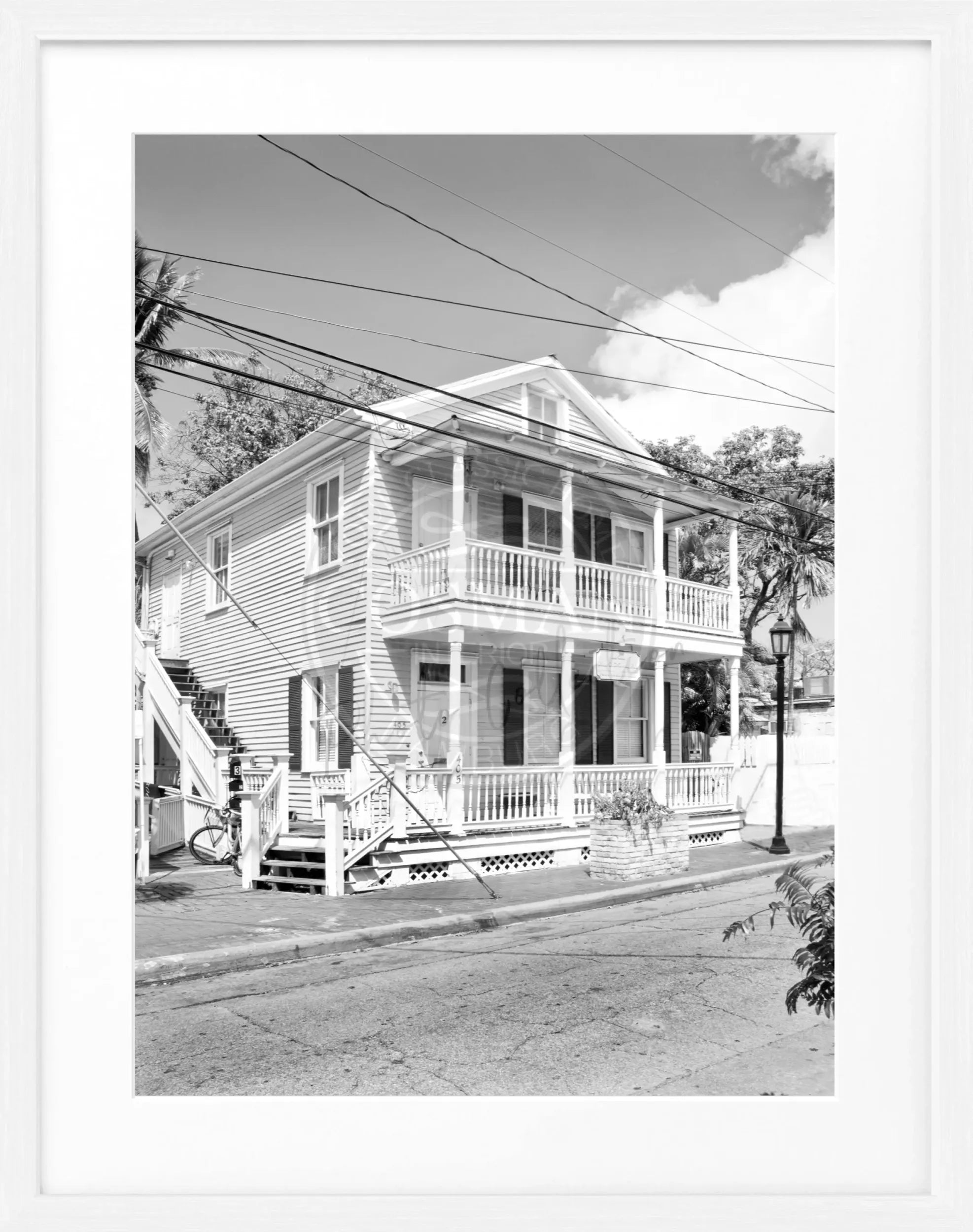 Schwarz-weiß Poster mit Rahmen von Cosman-Photocollection, Florida Key West, 25x31 cm, Motiv mit Meer und Sonnenuntergang