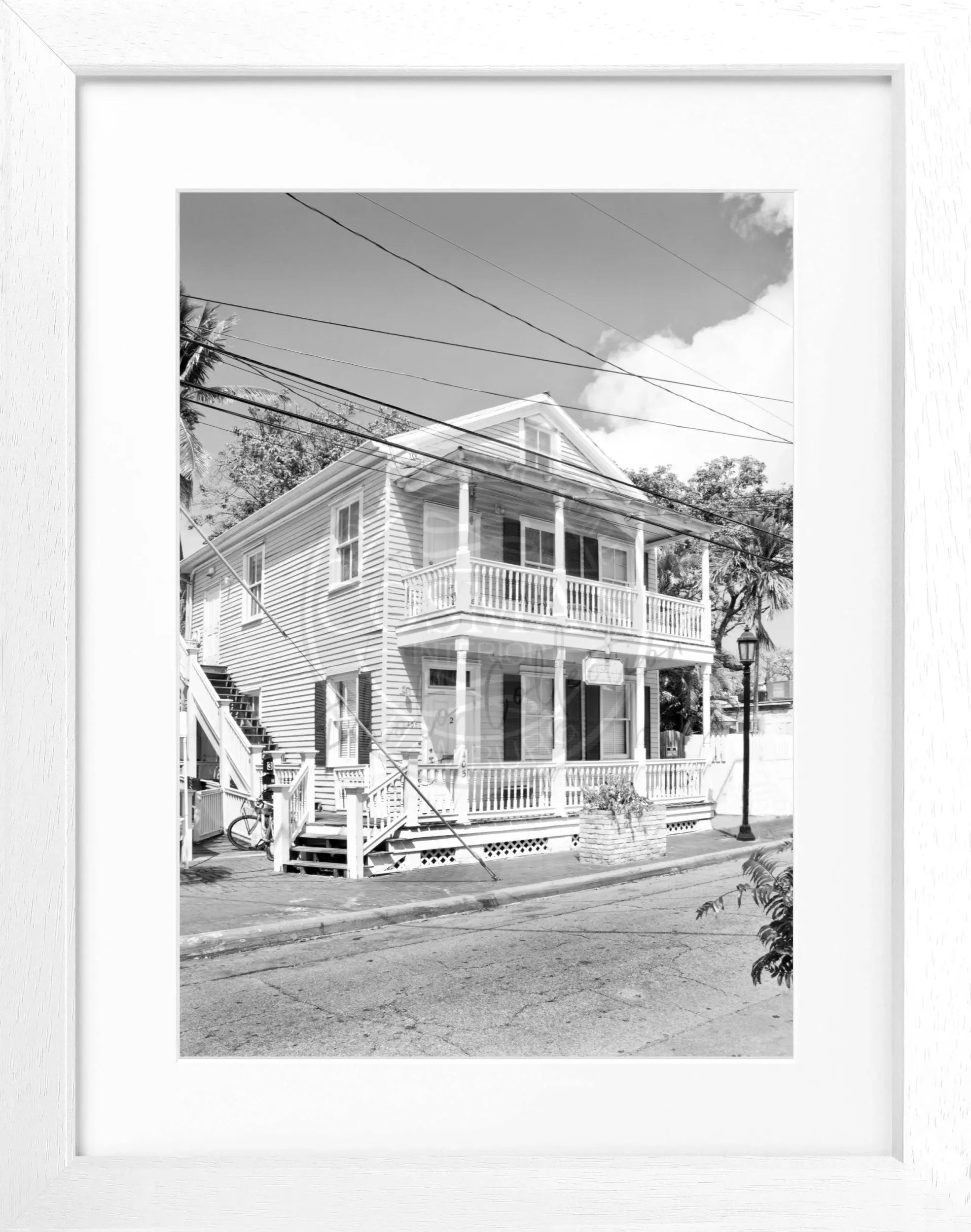 Schwarz-weiß Poster mit Rahmen von Florida Key West, von Cosman-Photocollection, ca. 25x31 cm, Motiv mit Meeresblick