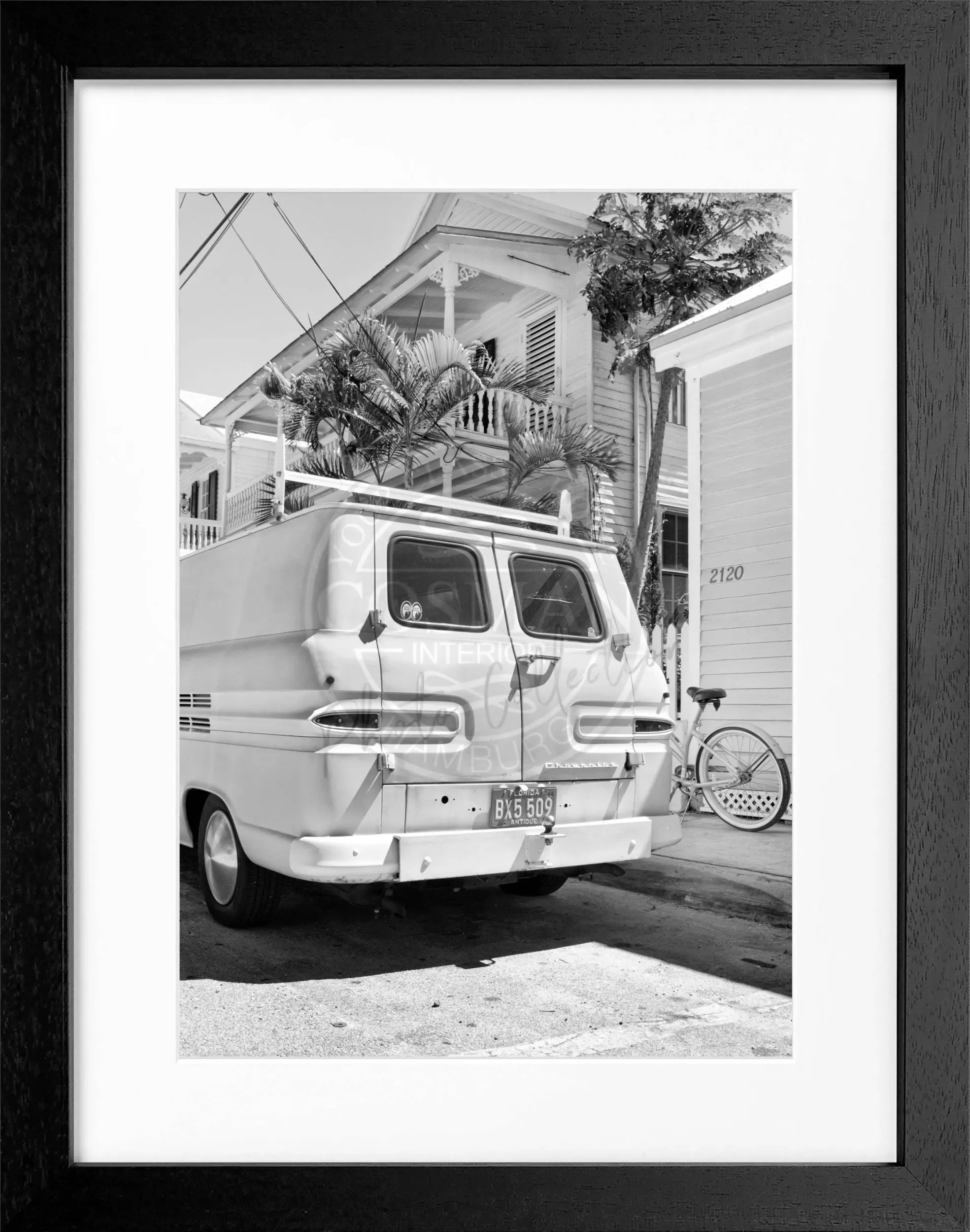 Schwarz-weißer Poster mit Rahmen von Cosman-Photocollection, Florida Key West, 25x31cm, Fotomotiv.