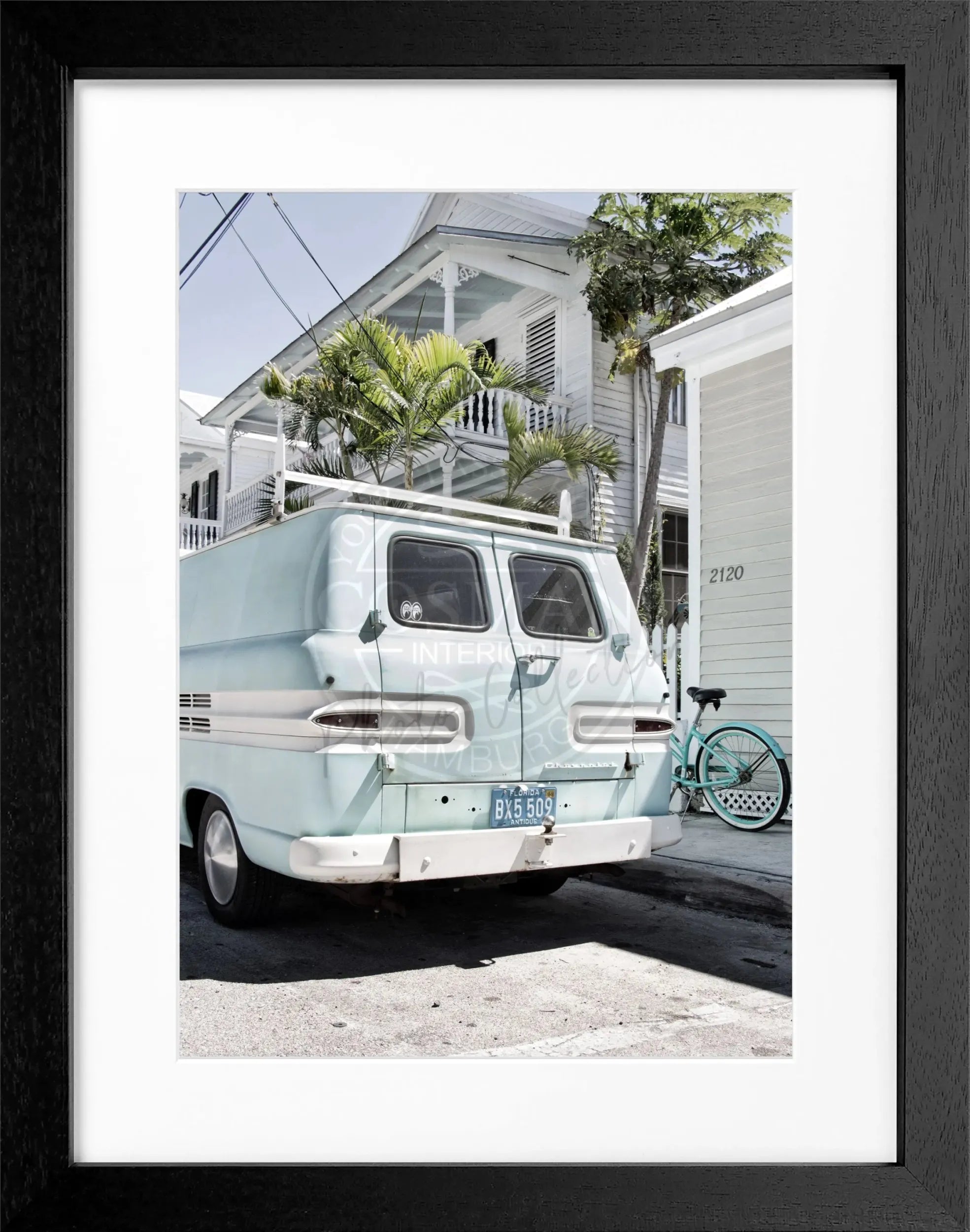 Schwarz-weiß Poster mit Rahmen, Florida Key West Motiv, von Cosman-Photocollection, 25x31cm, Wanddekoration
