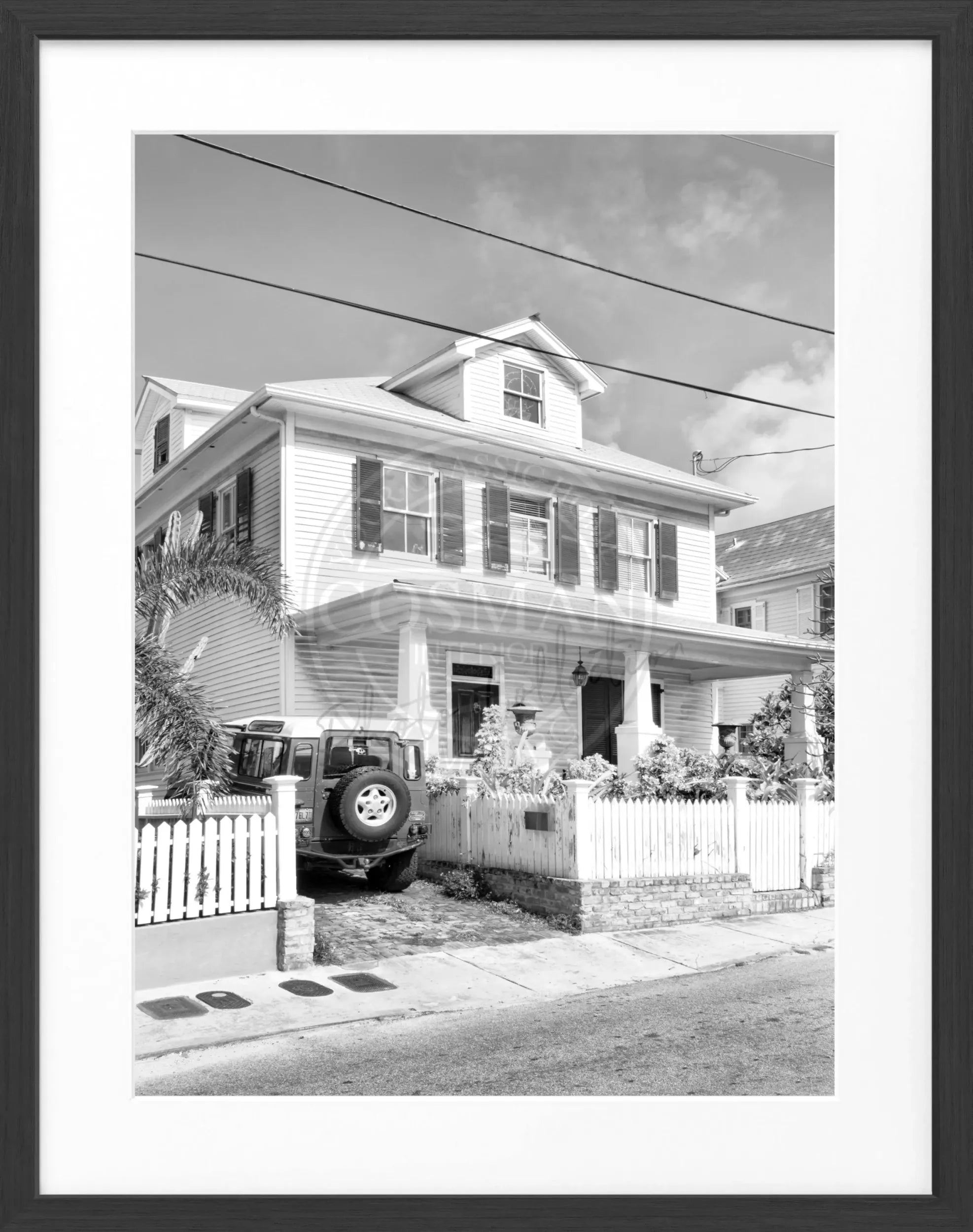 Schwarz-weiß Poster mit Rahmen, Florida Key West Motiv, von Cosman-Photocollection, 25x31 cm, Wanddekoration