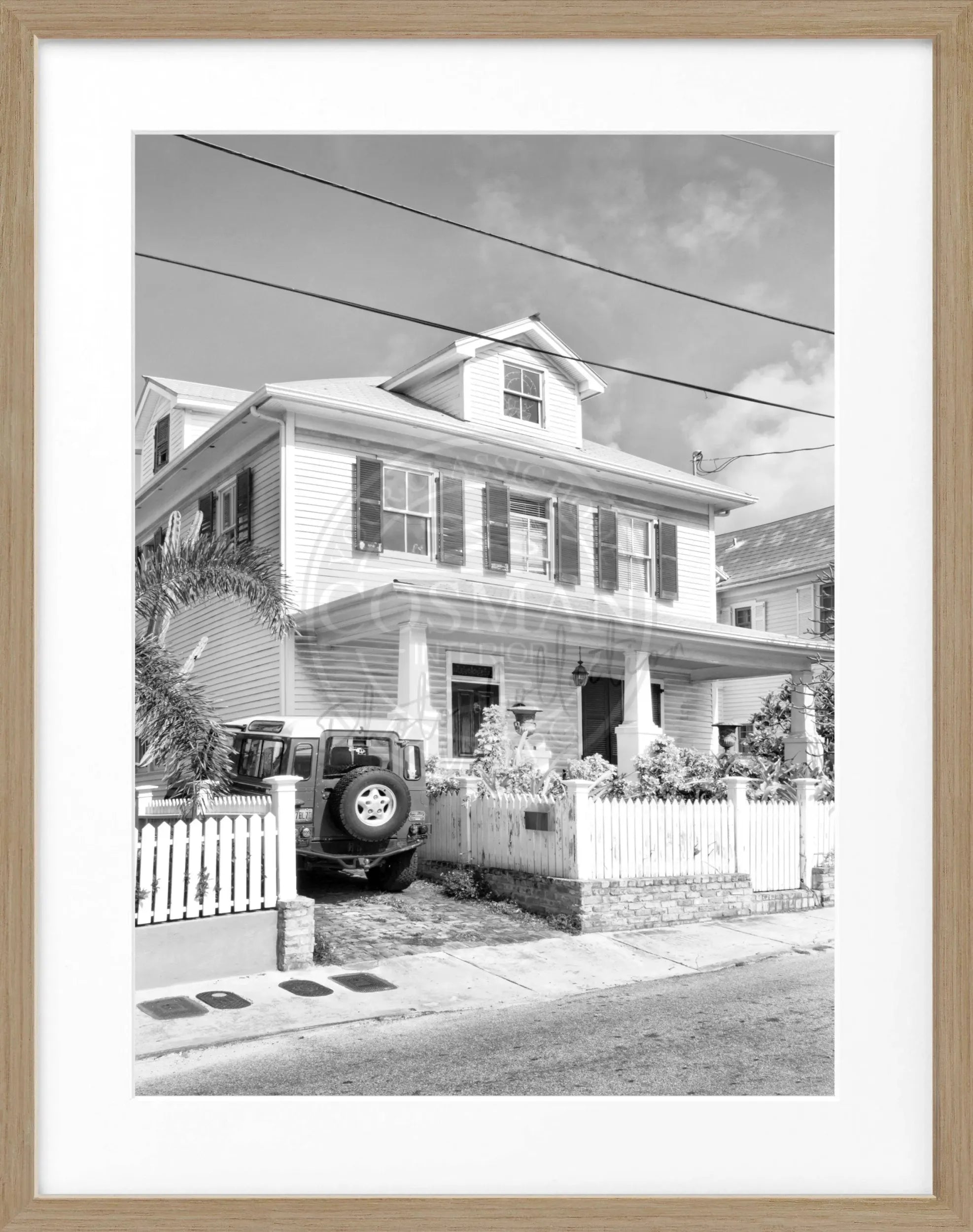 Schwarz-weiß Poster mit Rahmen von Florida Key West, 25x31 cm, von Cosman-Photocollection, stilvolles Wandbild