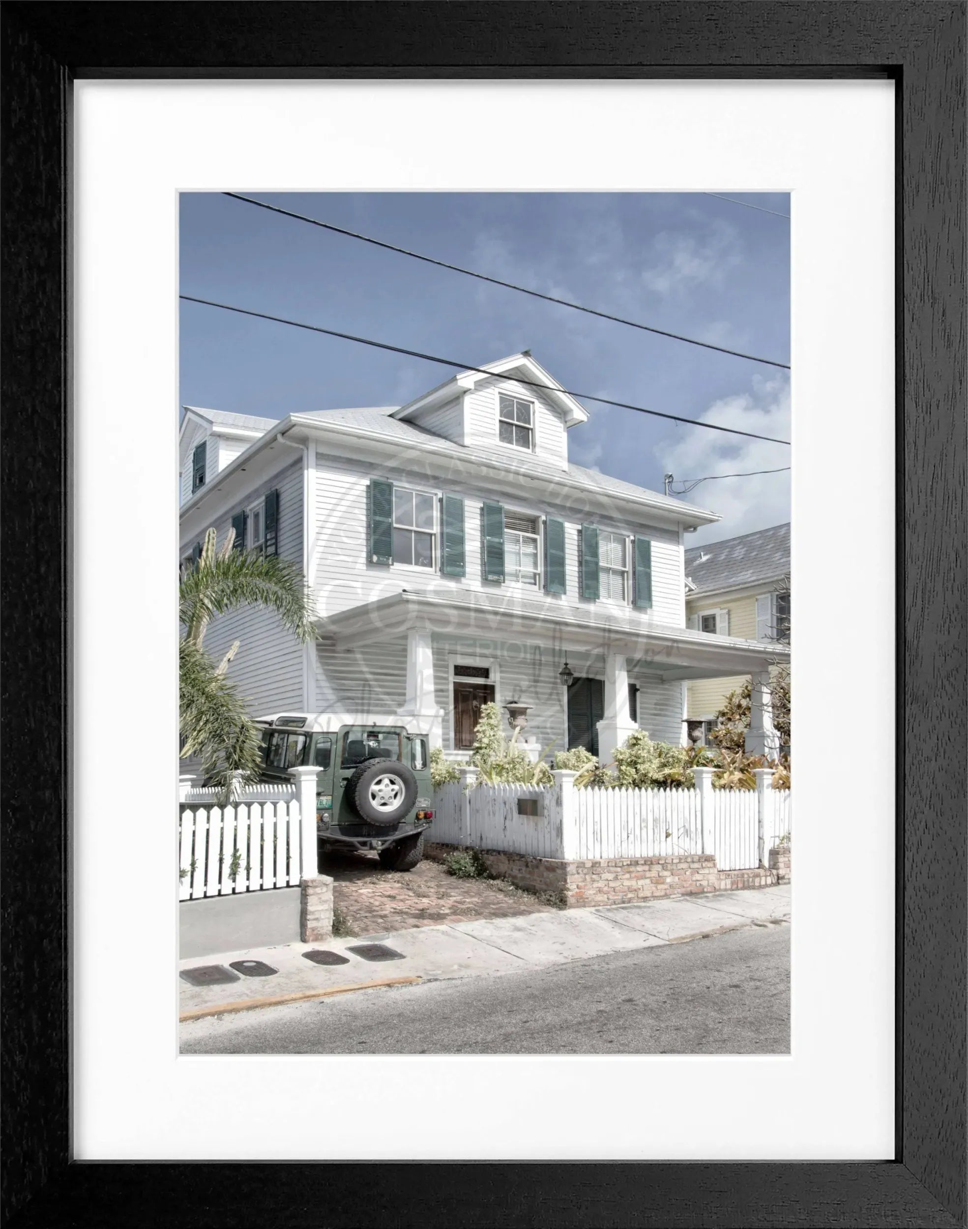 Schwarz-weiß Poster mit Rahmen von Florida Key West, 25x31cm, von Cosman-Photocollection