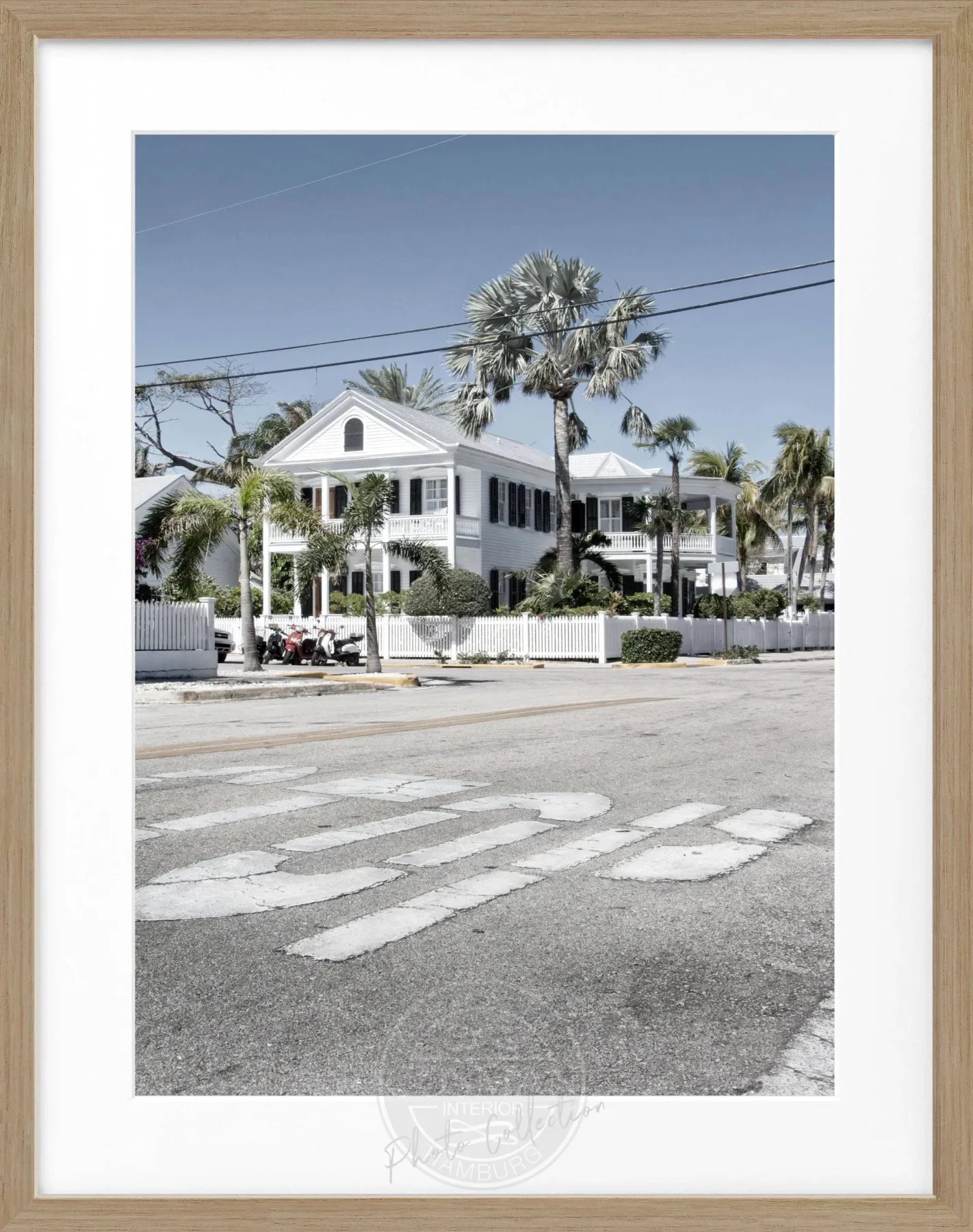 Schwarz-weiß Poster mit Rahmen, Florida Key West Motiv, 25x31cm, von Cosman-Photocollection, dekoratives Wandbild
