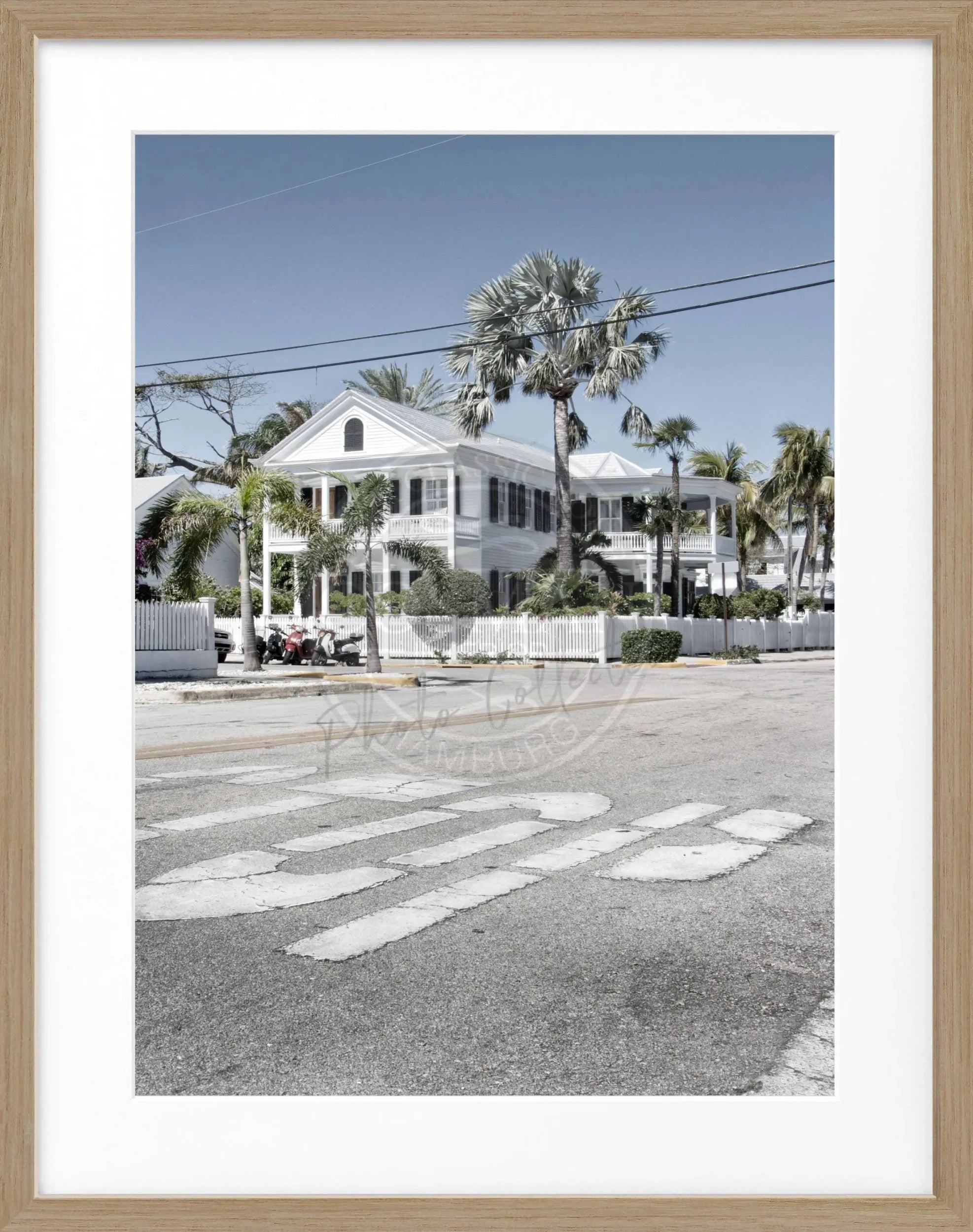 Schwarz-weiß Poster mit Rahmen, Florida Key West Motiv, 25x31cm, von Cosman-Photocollection, dekoratives Wandbild