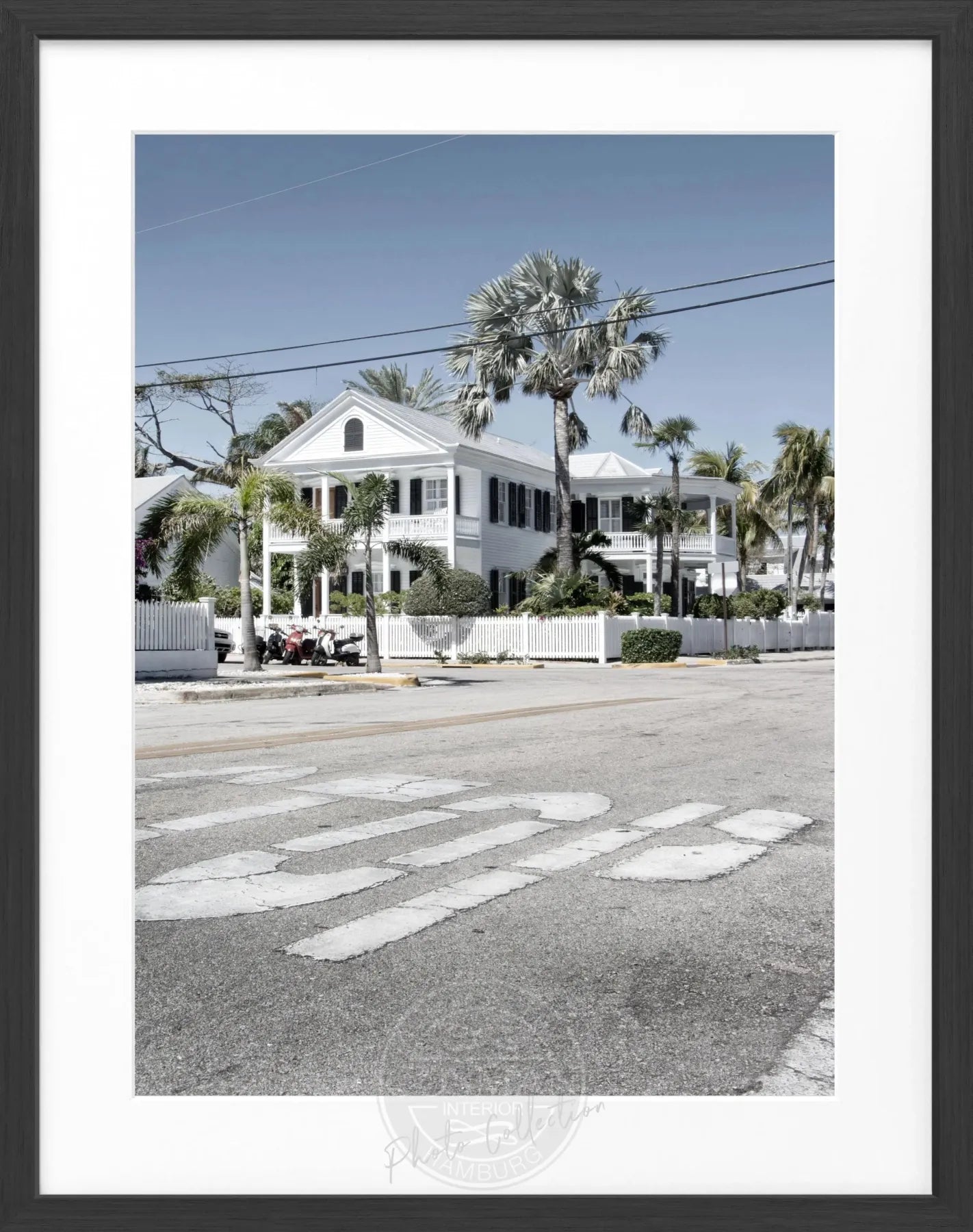 Schwarz-weiß Poster mit Rahmen von Florida Key West, 25x31 cm, von Cosman-Photocollection, Fotokunst für Wanddekoration