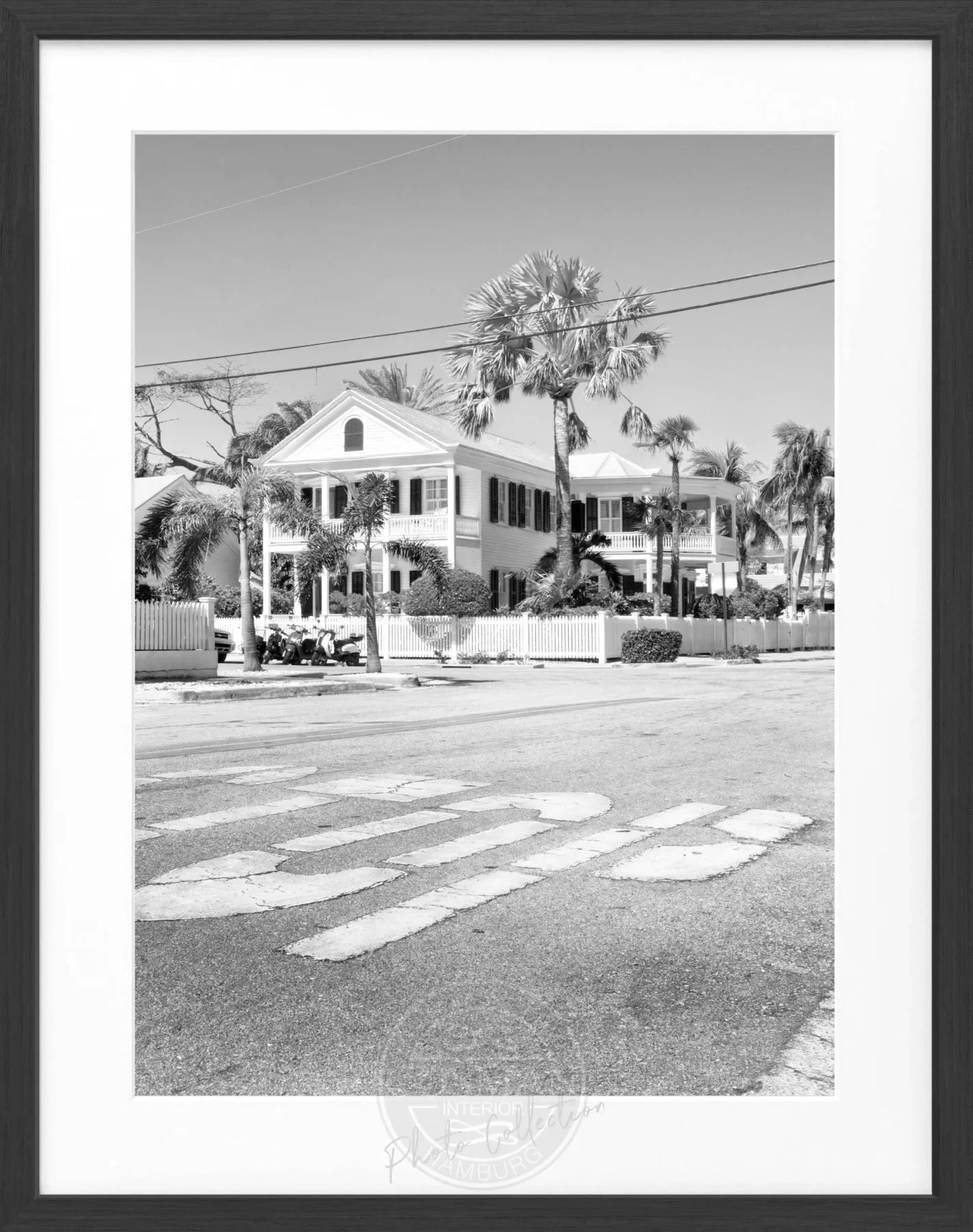 Schwarz-weiß Poster mit Rahmen von Cosman-Photocollection, Florida Key West Motiv, 25x31 cm, dekoratives Wandbild