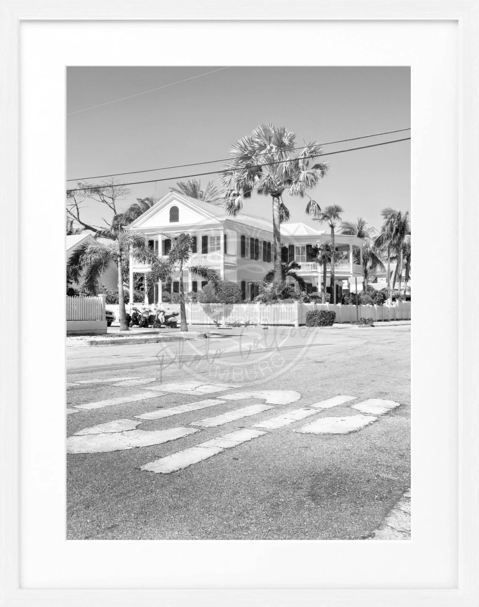 Schwarz-weiß Poster mit Rahmen, Florida Key West, von Cosman-Photocollection, 25x31 cm, dekoratives Wandbild