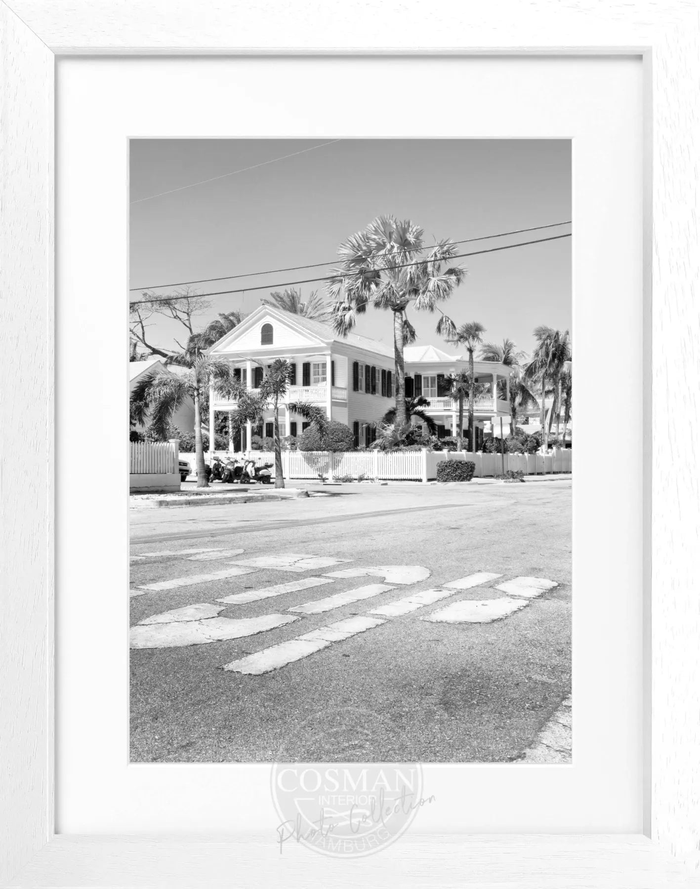 Schwarz-weiß Poster mit Rahmen von Florida Key West, 25x31cm, von Cosman-Photocollection, ideal für Wanddekorationen