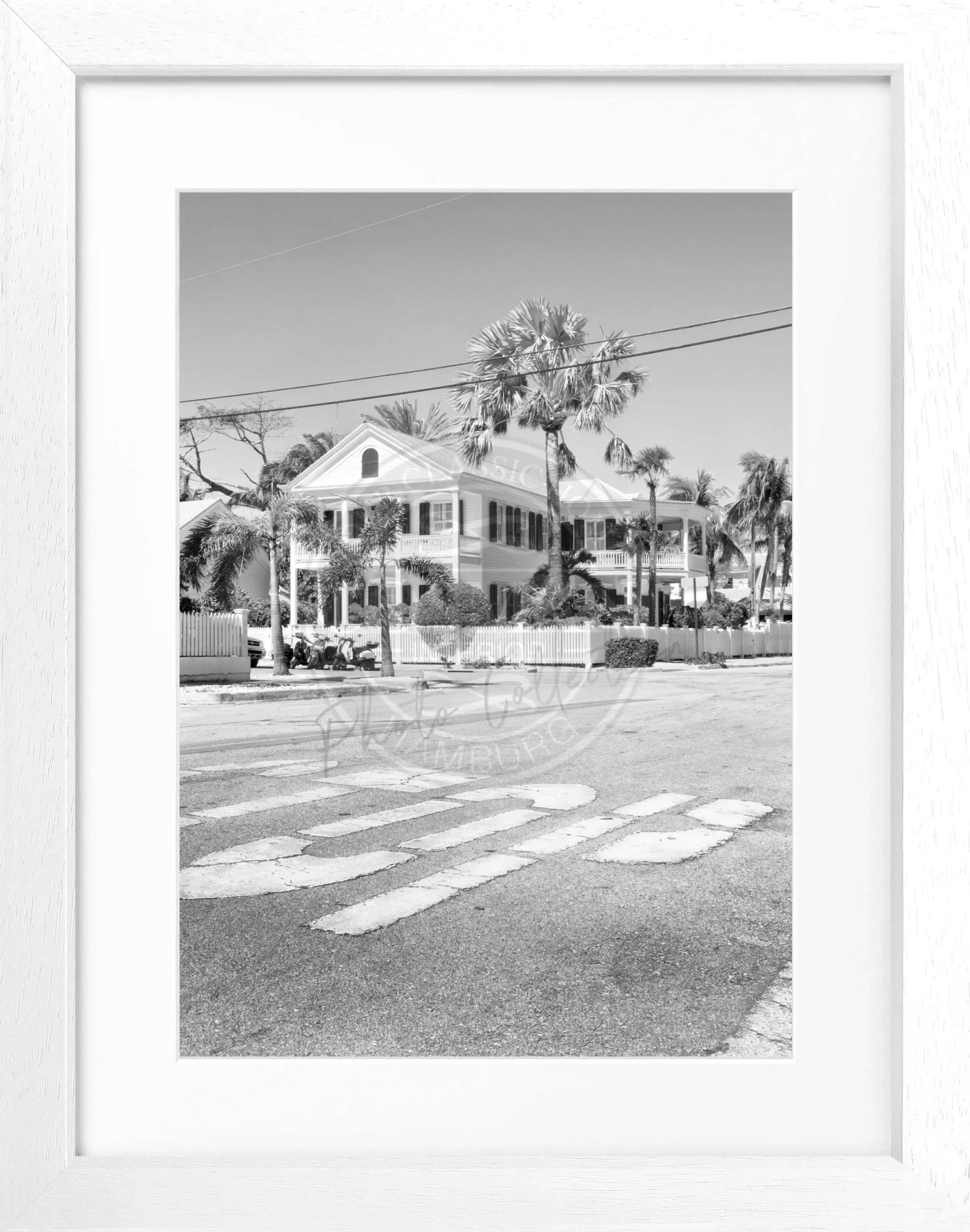 Schwarz-weiß Poster mit Rahmen von Florida Key West, 25x31cm, von Cosman-Photocollection, ideal für Wanddekorationen