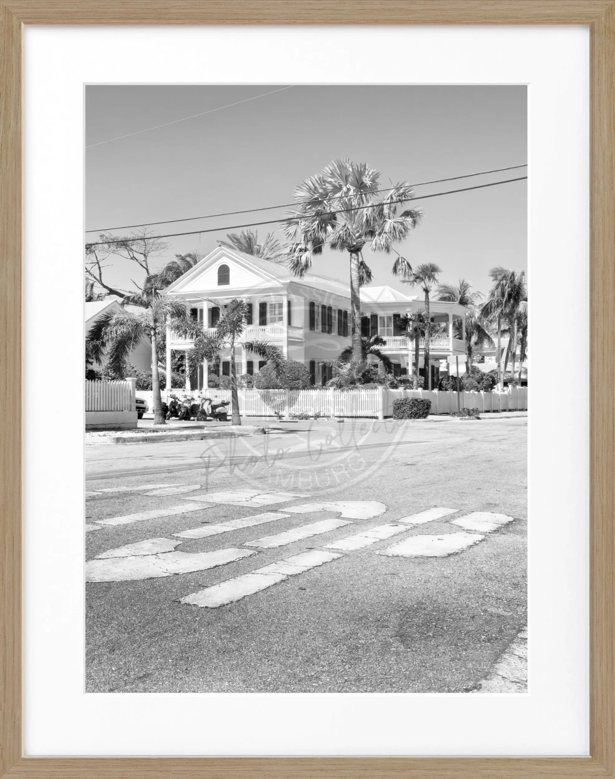 Schwarz-weiß Poster mit Rahmen von Florida Key West, von Cosman-Photocollection, 25x31 cm, Motiv mit Meeresblick