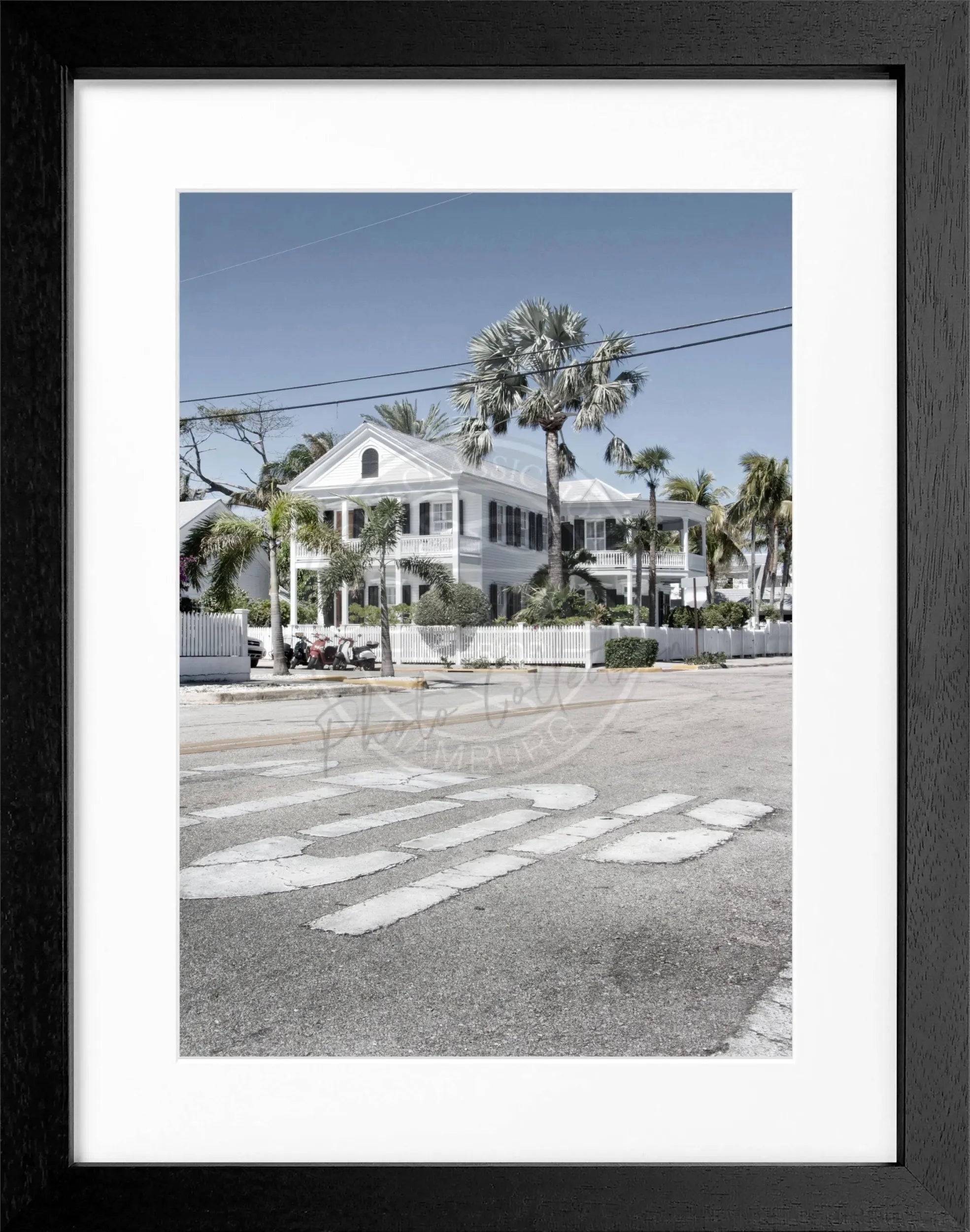 Schwarz-weiß Poster mit Rahmen, Florida Key West, von Cosman-Photocollection, 25x31 cm, dekoratives Wandbild