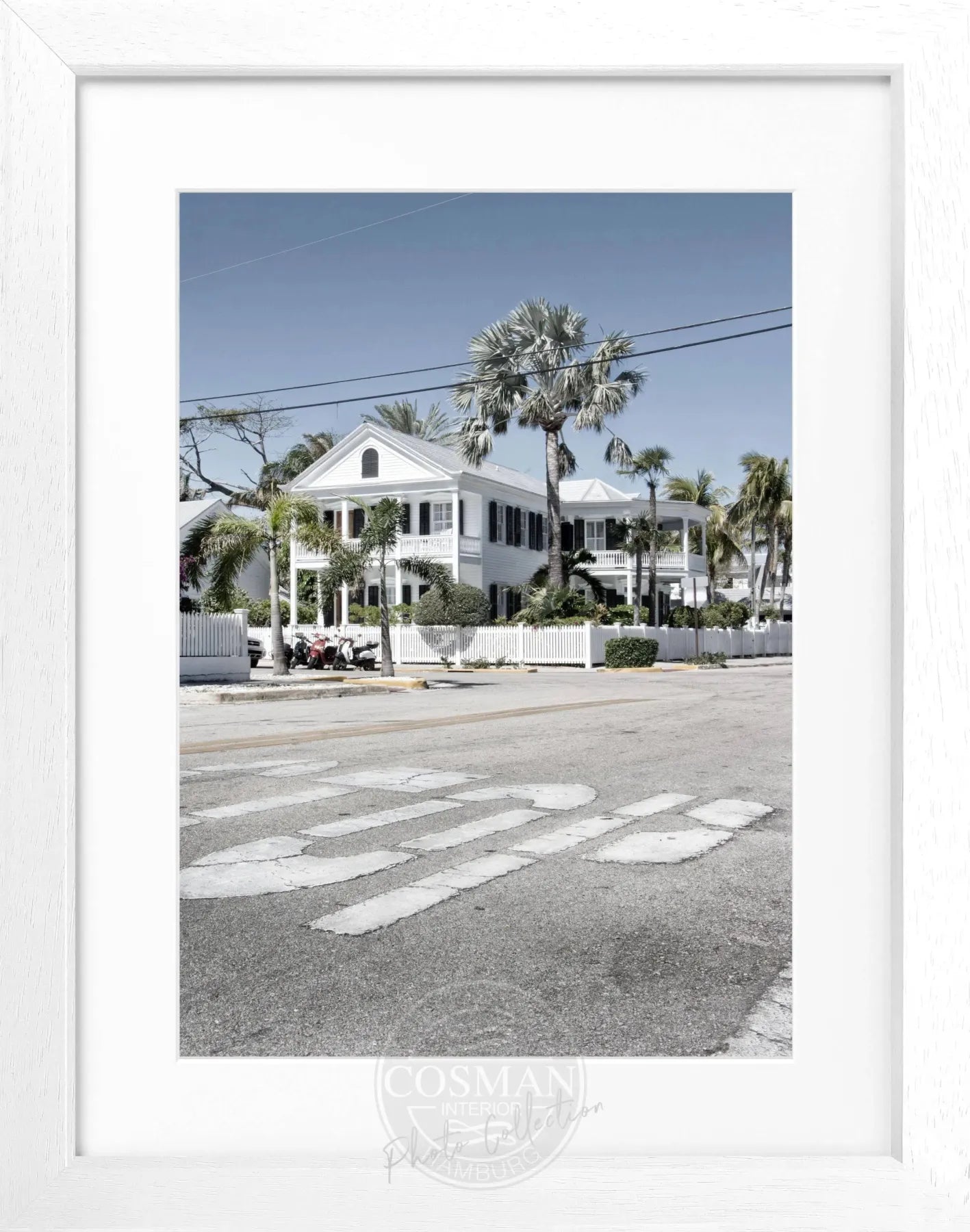 Schwarz-weiß Poster mit Rahmen von Cosman-Photocollection, Florida Key West, 25x31 cm, dekoratives Wandbild