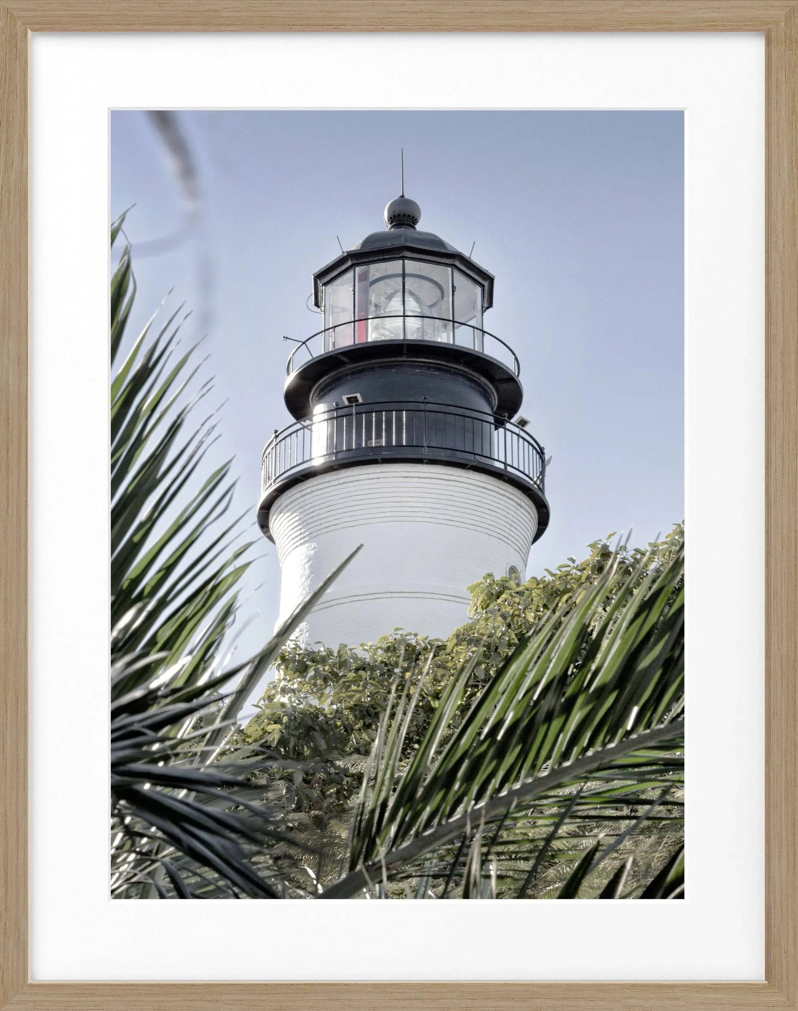 Schwarz-weiß Poster mit Rahmen von Cosman-Photocollection, Florida Key West Leuchtturm Motiv, 25x31 cm