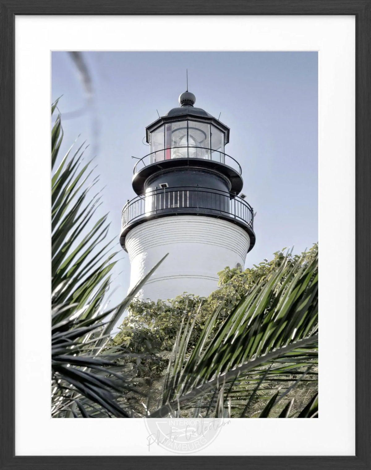 Schwarz-weiß Poster mit Rahmen von Cosman-Photocollection, Motiv Leuchtturm in Florida Key West, 25x31 cm