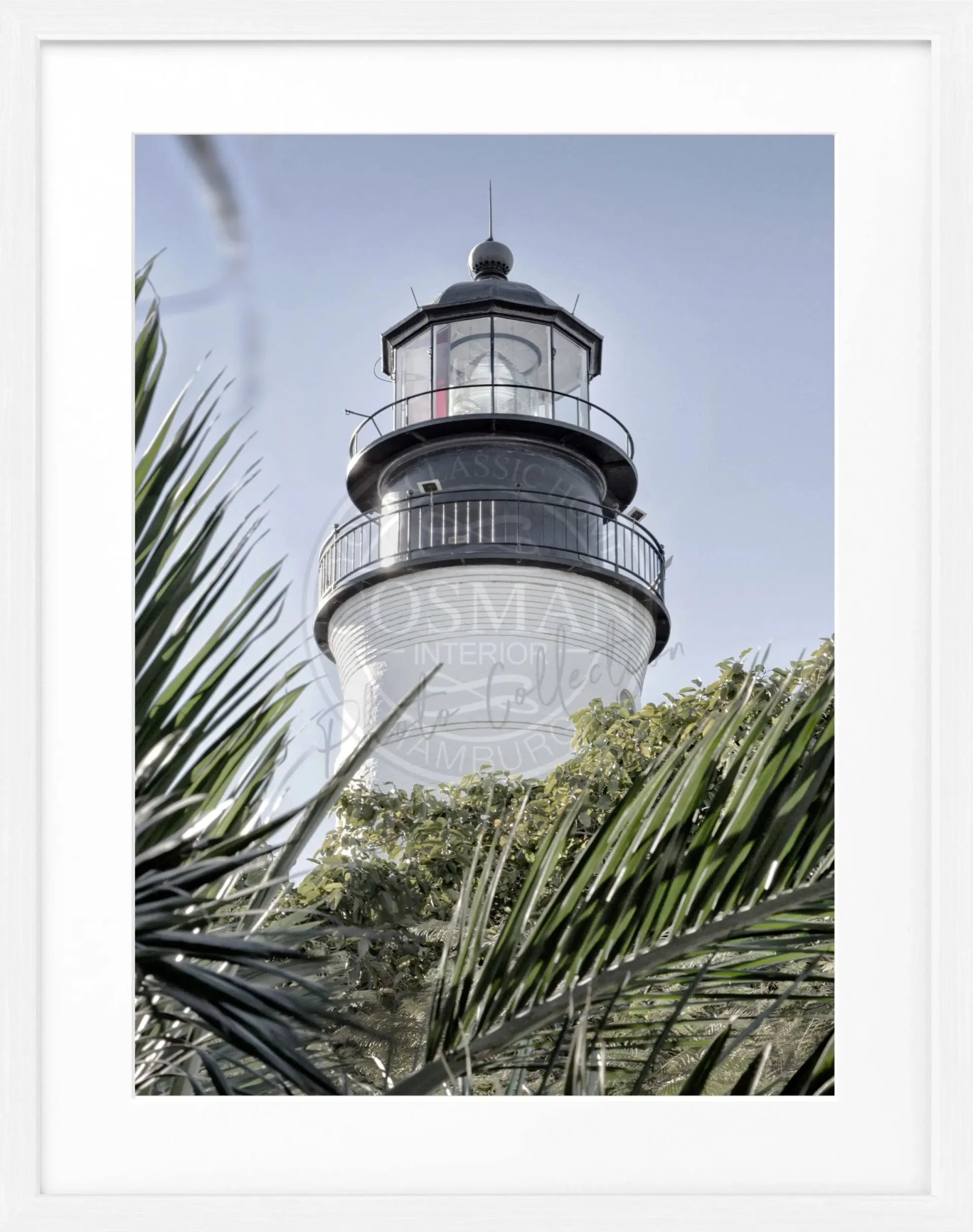 Schwarz-weiß Poster mit Rahmen von Cosman-Photocollection, Florida Key West Leuchtturm, 25x31 cm, Motiv im maritimen Stil