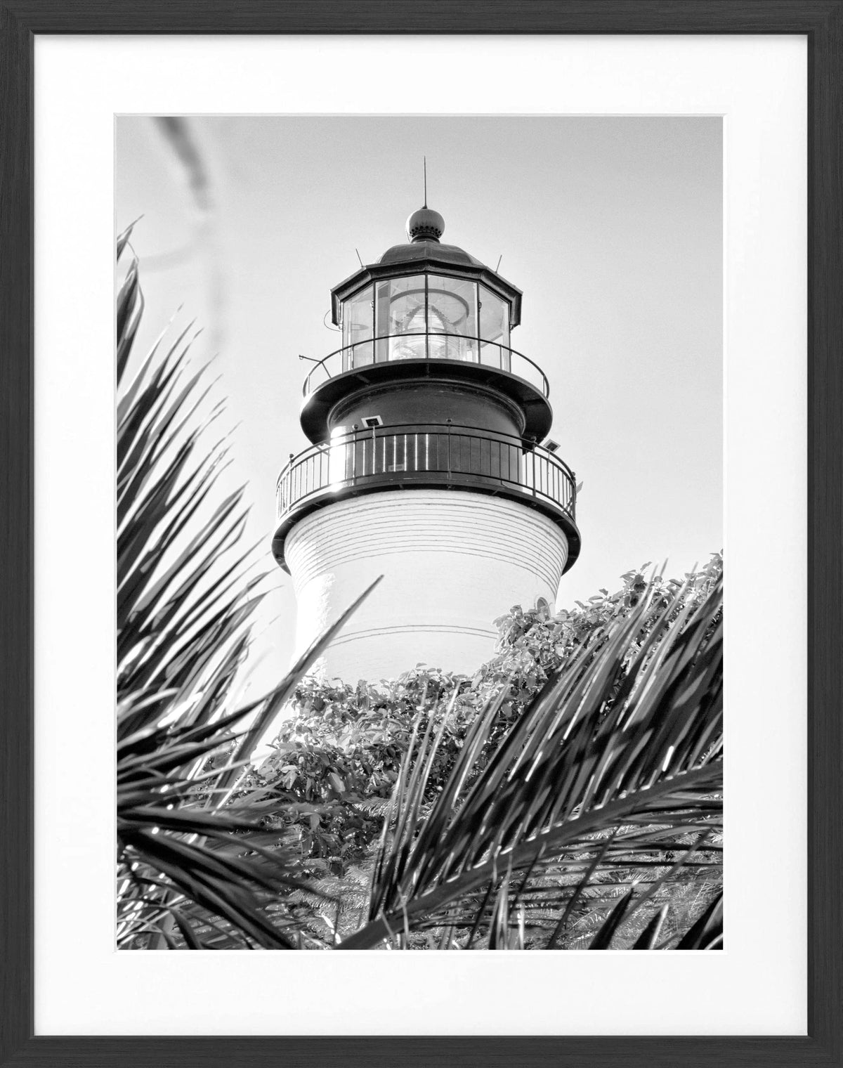 Schwarz-weiß Poster mit Rahmen, Key West Leuchtturm in Florida, von Cosman-Photocollection, 25x31 cm, Wanddekoration