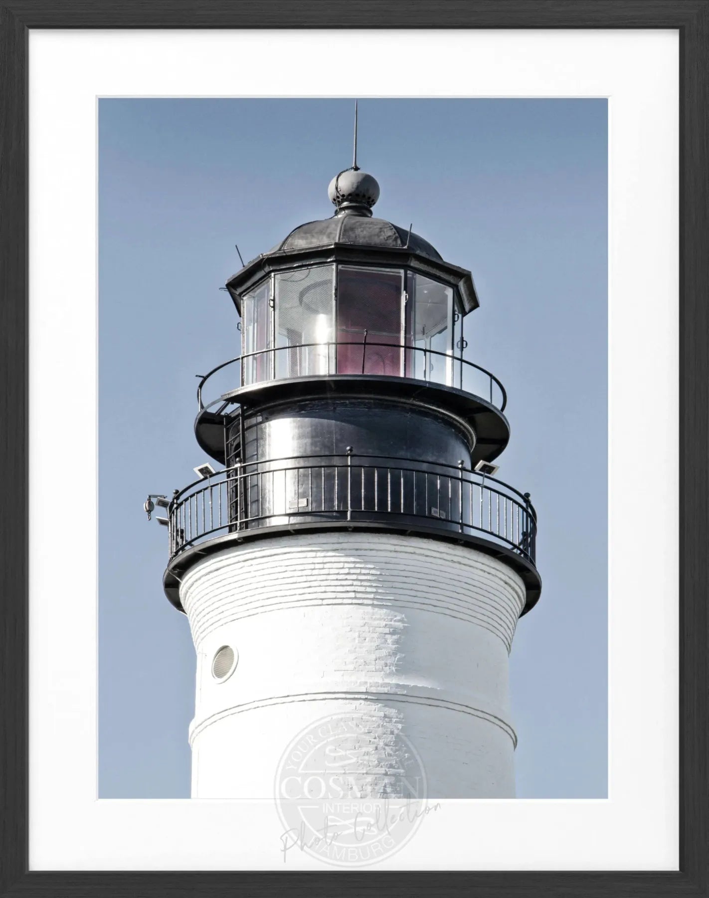 Schwarz-weiß Poster mit Rahmen von Cosman-Photocollection, Florida Key West Leuchtturm, ca. 25x31 cm, Wanddekoration