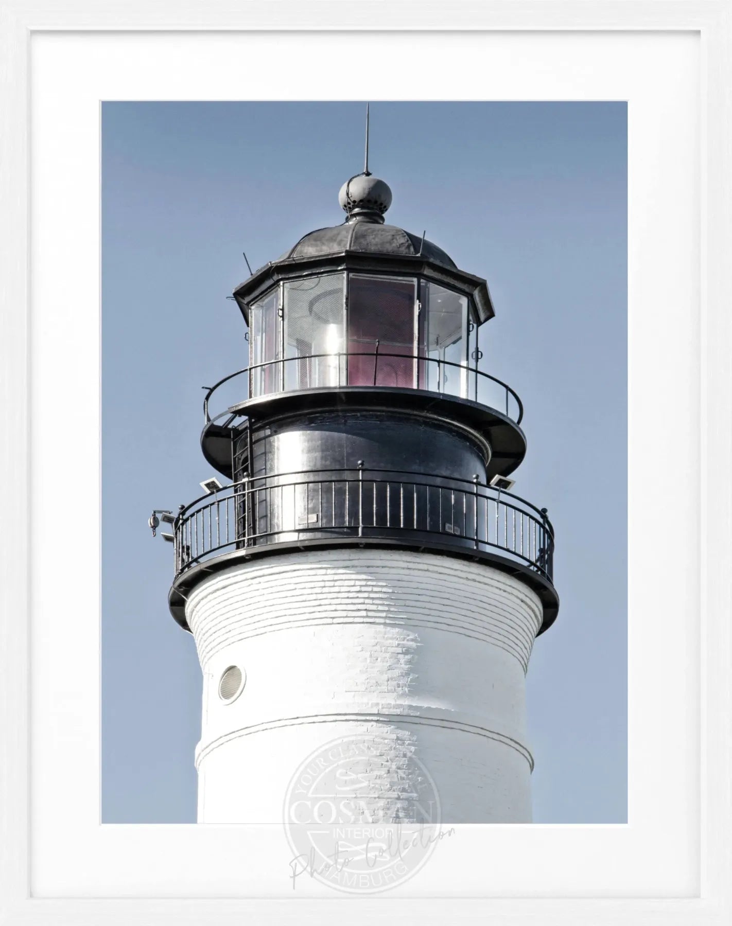 Schwarz-weiß Poster mit Rahmen von Cosman-Photocollection, Florida Key West Leuchtturm, 25x31 cm, Wanddekor, Fotokunst