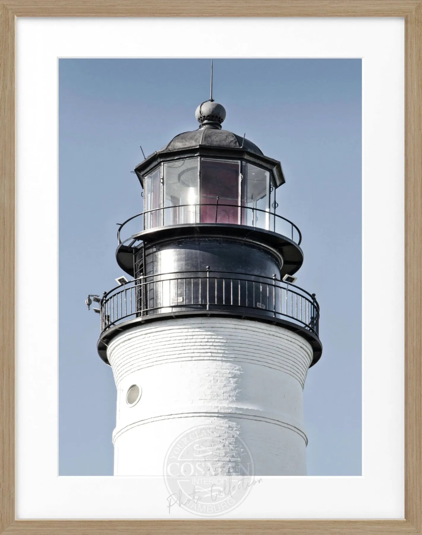 Schwarz-weiß Poster mit Rahmen von Cosman-Photocollection, Key West Leuchtturm Florida, 25x31 cm, Wanddekor
