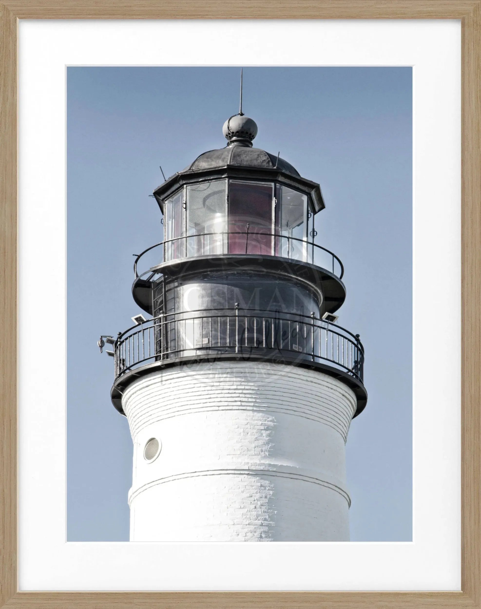 Schwarz-weiß Poster mit Rahmen von Cosman-Photocollection, Key West Leuchtturm Florida, 25x31 cm, Wanddekor