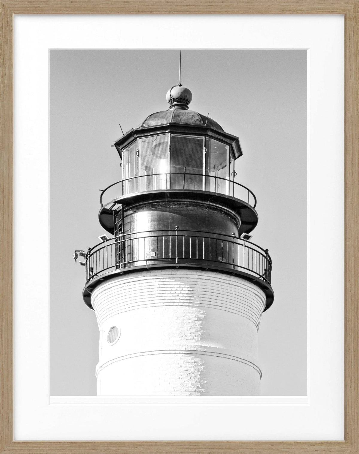 Schwarz-weiß Poster mit Rahmen von Cosman-Photocollection, Florida Key West Leuchtturm, 25x31 cm, Wanddekoration
