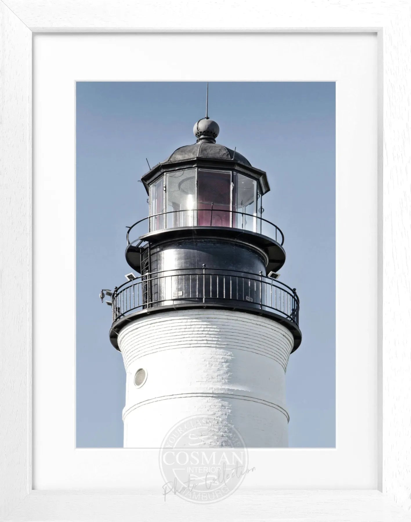 Schwarz-weiß Poster mit Rahmen von Cosman-Photocollection, Florida Key West Leuchtturm, 25x31 cm, Wanddekoration