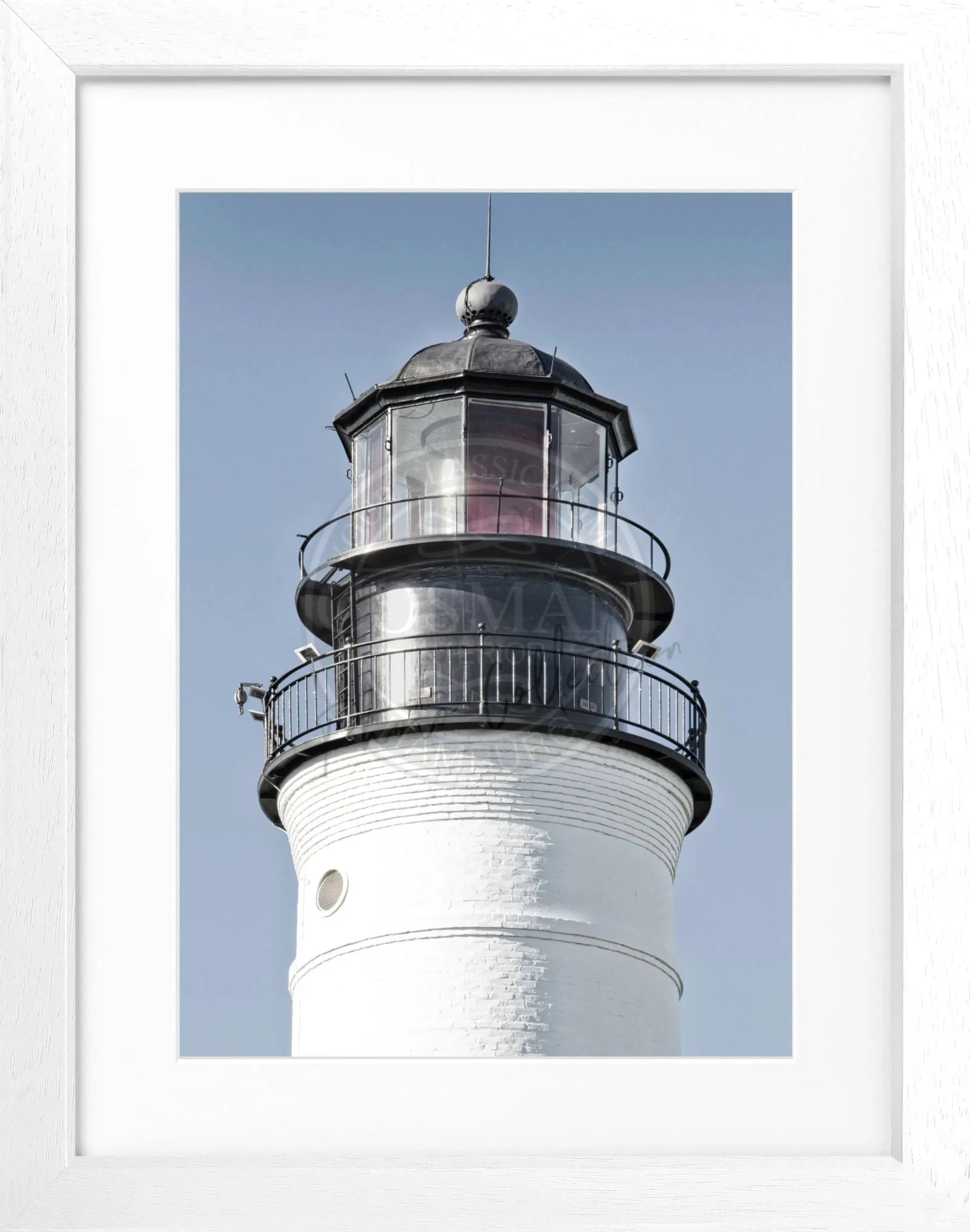 Schwarz-weiß Poster mit Rahmen von Cosman-Photocollection, Florida Key West Leuchtturm, 25x31 cm, Wanddekoration
