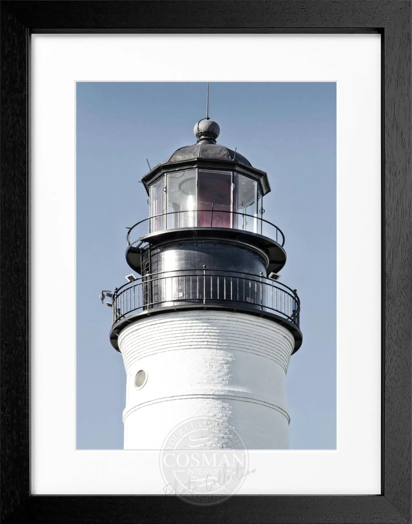 Schwarz-weiß Poster mit Rahmen, Florida Key West Leuchtturm, von Cosman-Photocollection, 25x31 cm, Wanddekoration