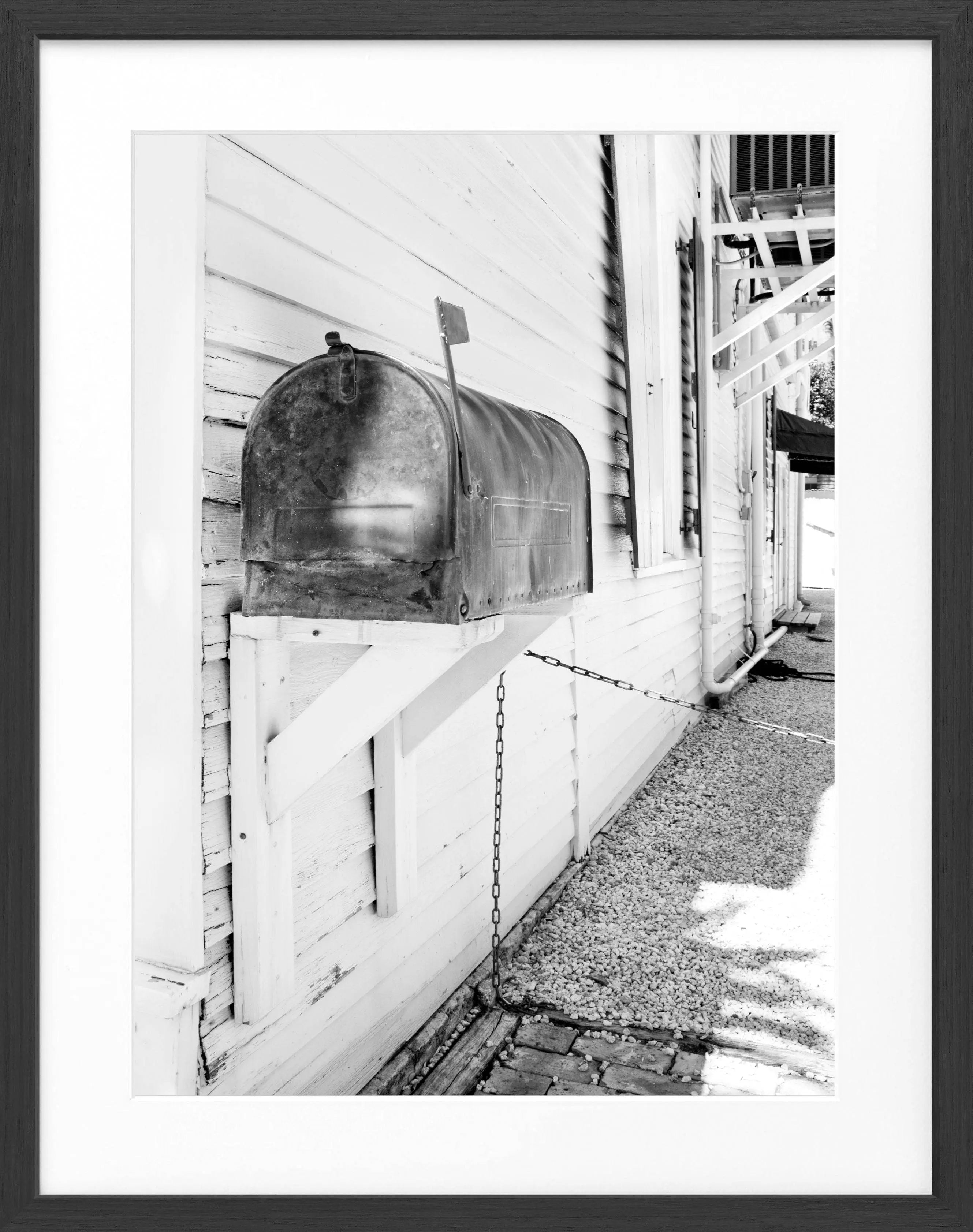 Schwarz-weiß Poster mit Rahmen, Florida Key West Mailbox Motiv, 25x31cm, von Cosman-Photocollection