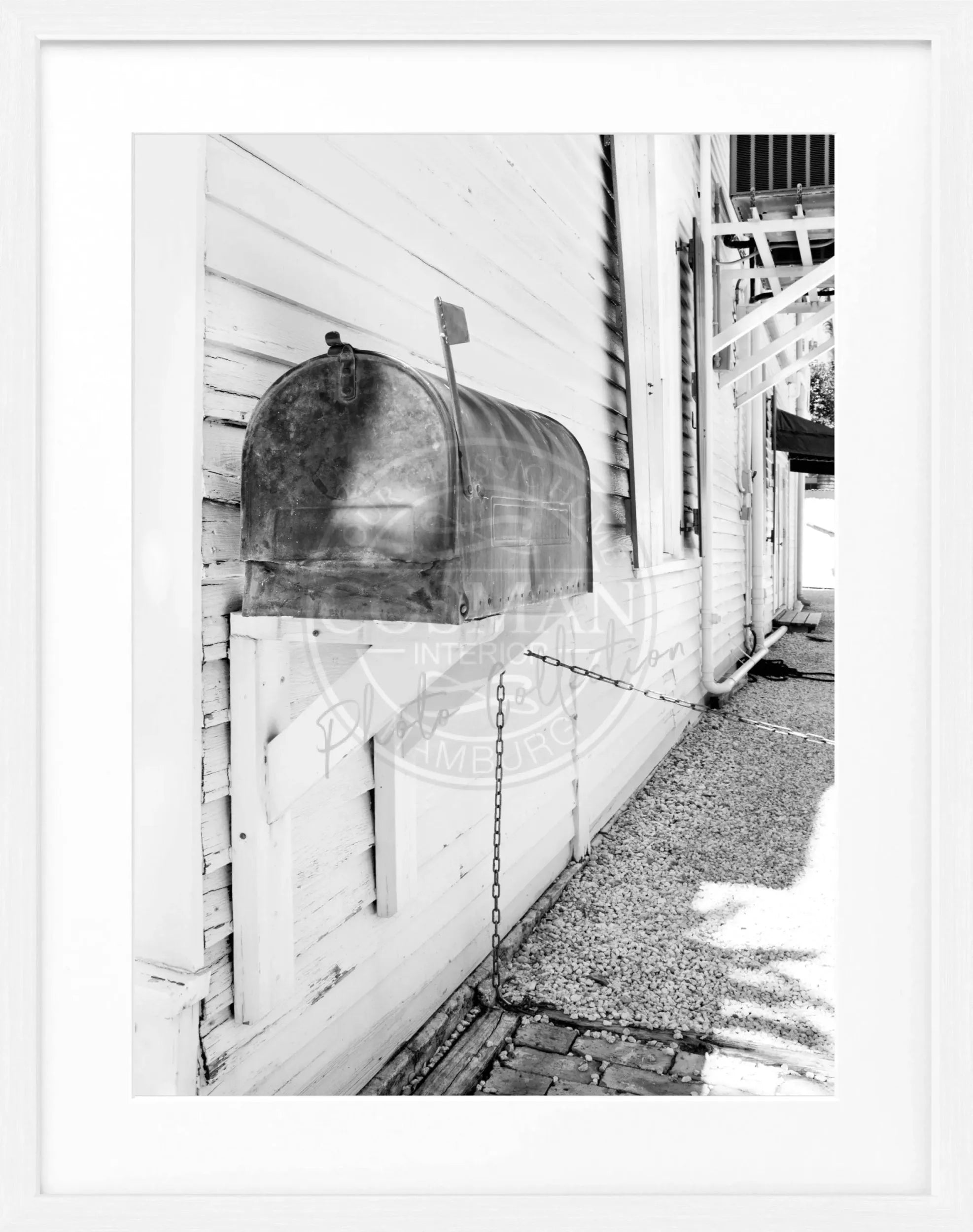 Schwarz-weiß Poster mit Rahmen von Cosman-Photocollection, Florida Key West Mailbox Motiv, 25x31 cm, Wanddekoration