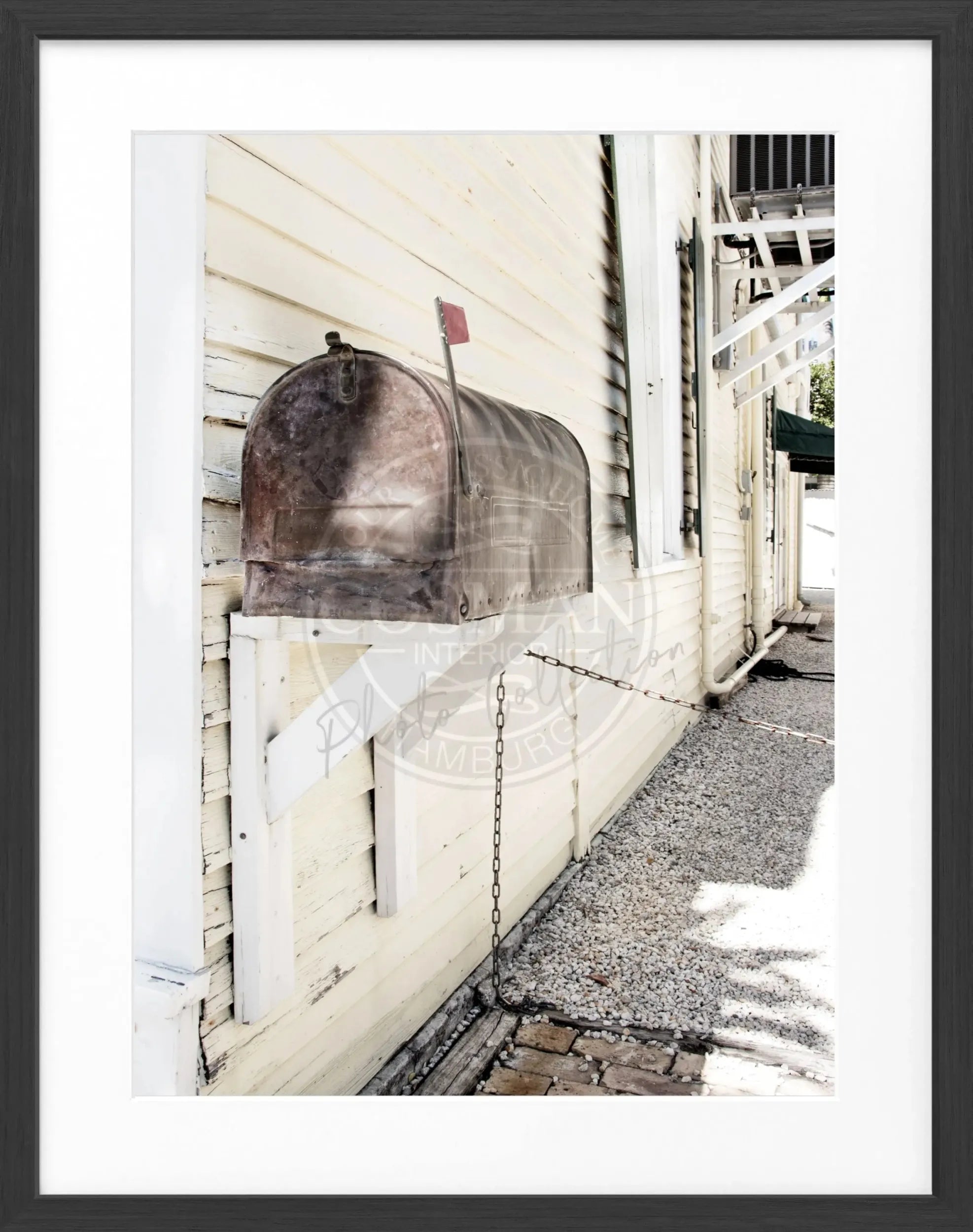 Schwarz-weiß Poster mit Rahmen von Cosman-Photocollection, Florida Key West Mailbox, 25x31 cm, dekoratives Wandbild